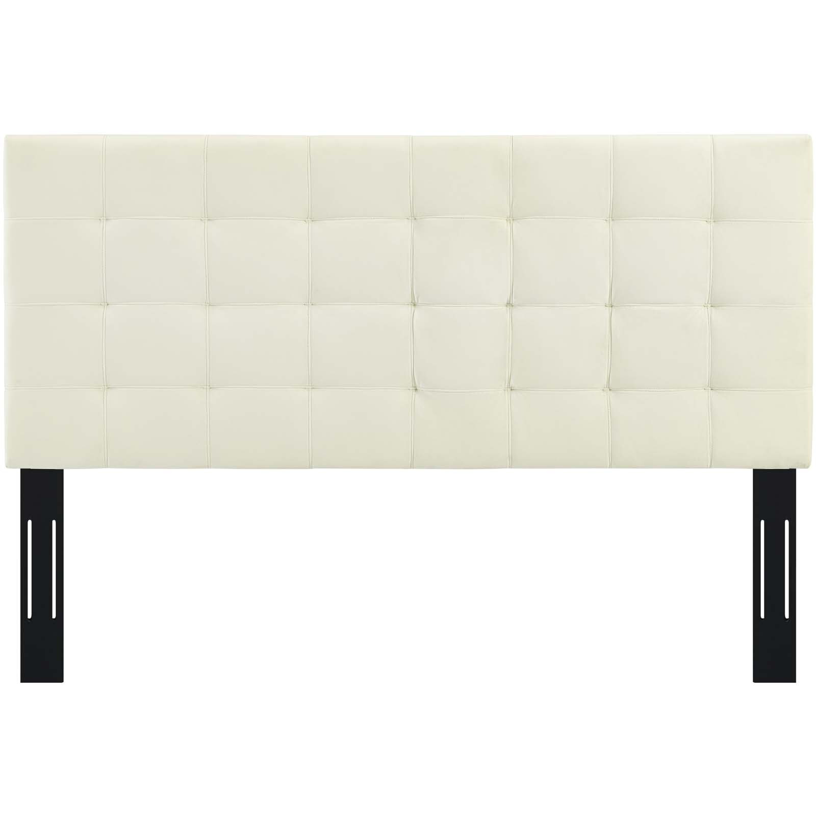 Paisley Tufted Full / Queen Upholstered Performance Velvet Headboard - Ivory