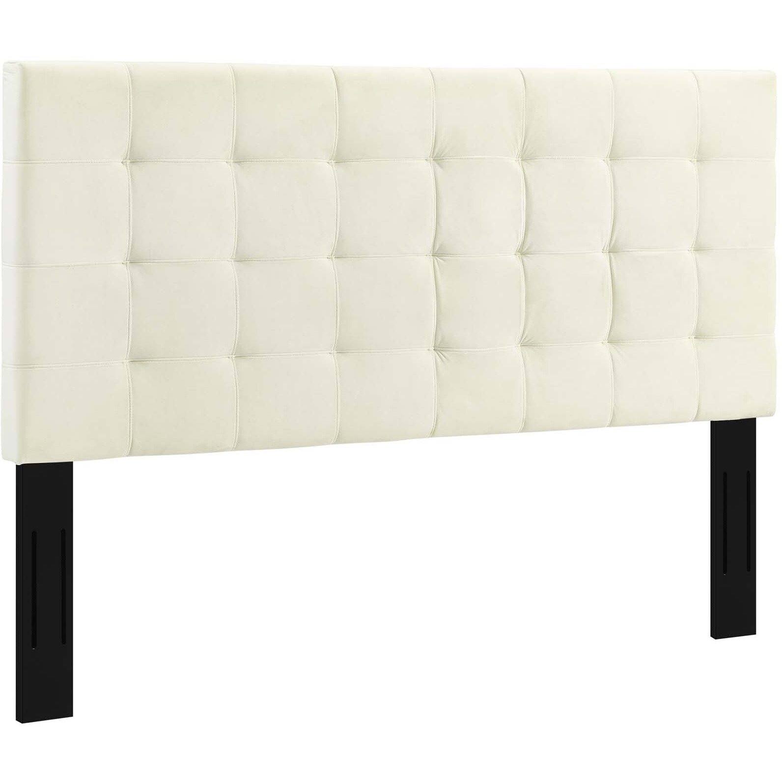 Paisley Tufted Full / Queen Upholstered Performance Velvet Headboard - Ivory