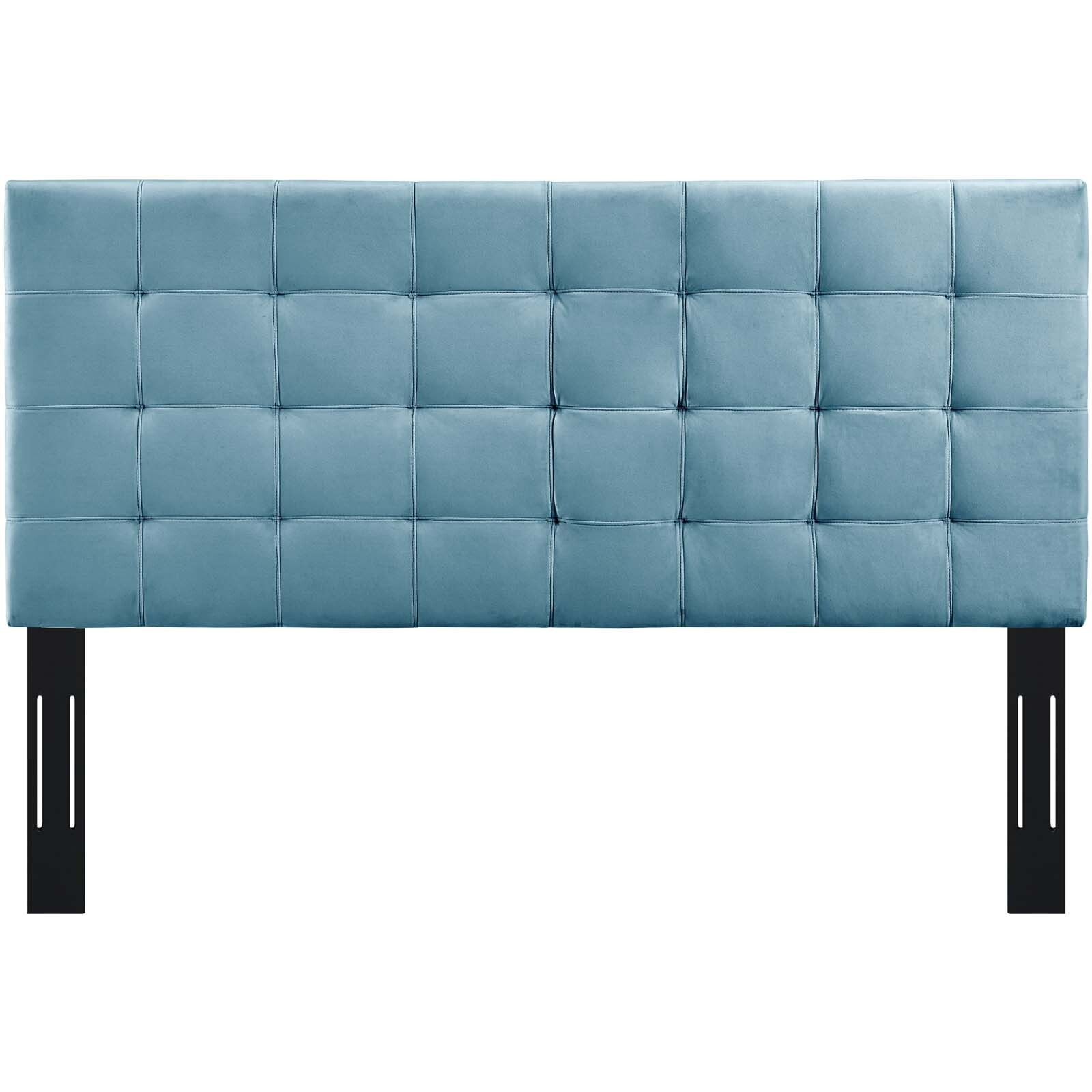 Paisley Tufted Full / Queen Upholstered Performance Velvet Headboard - Sea Blue