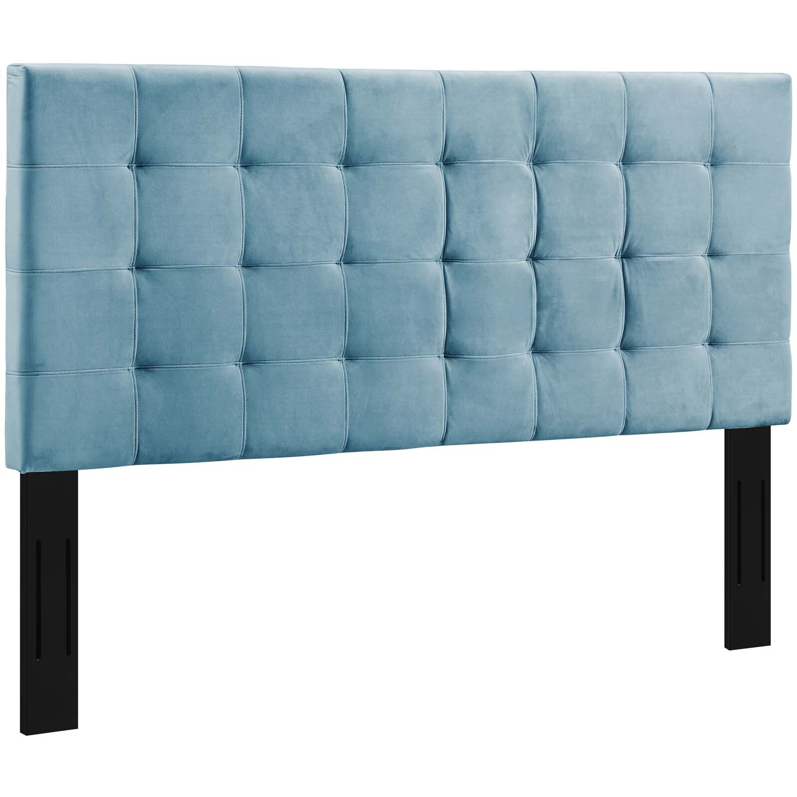 Paisley Tufted Full / Queen Upholstered Performance Velvet Headboard - Sea Blue