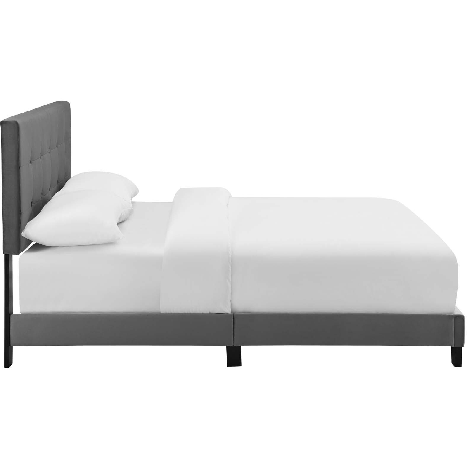 Amira Full Upholstered Velvet Bed - Gray