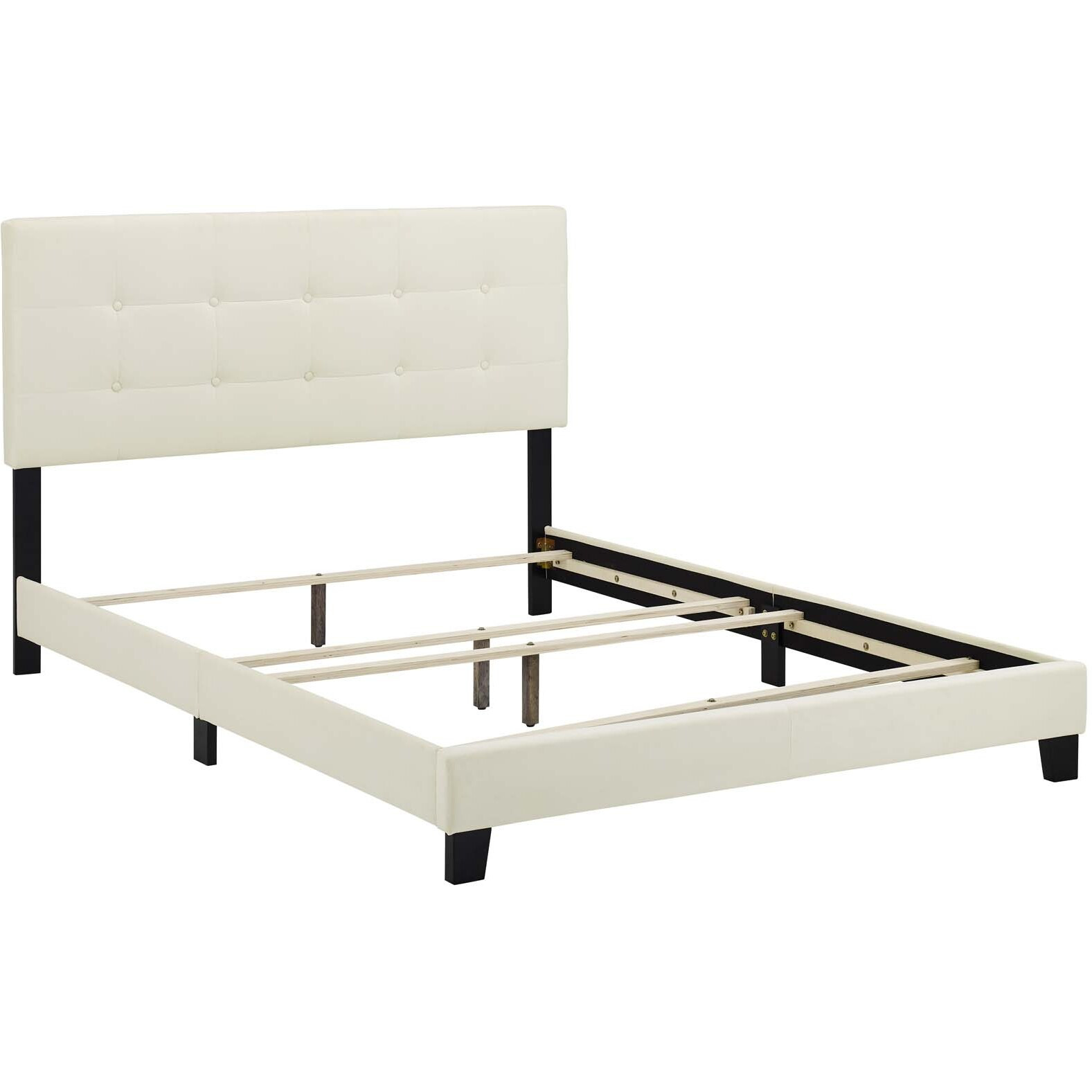 Amira Full Upholstered Velvet Bed - Ivory