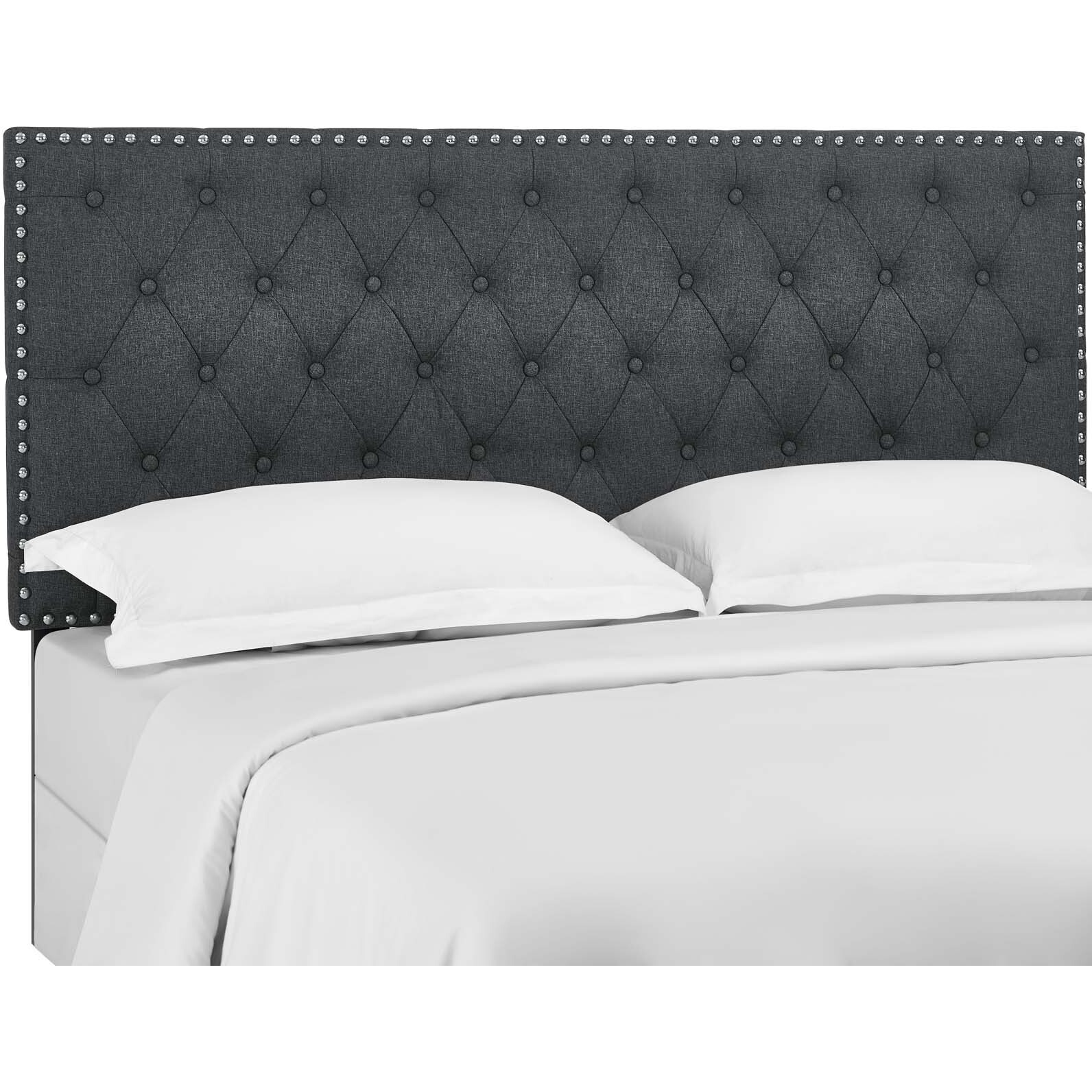 Helena Tufted Full / Queen Upholstered Linen Fabric Headboard - Gray