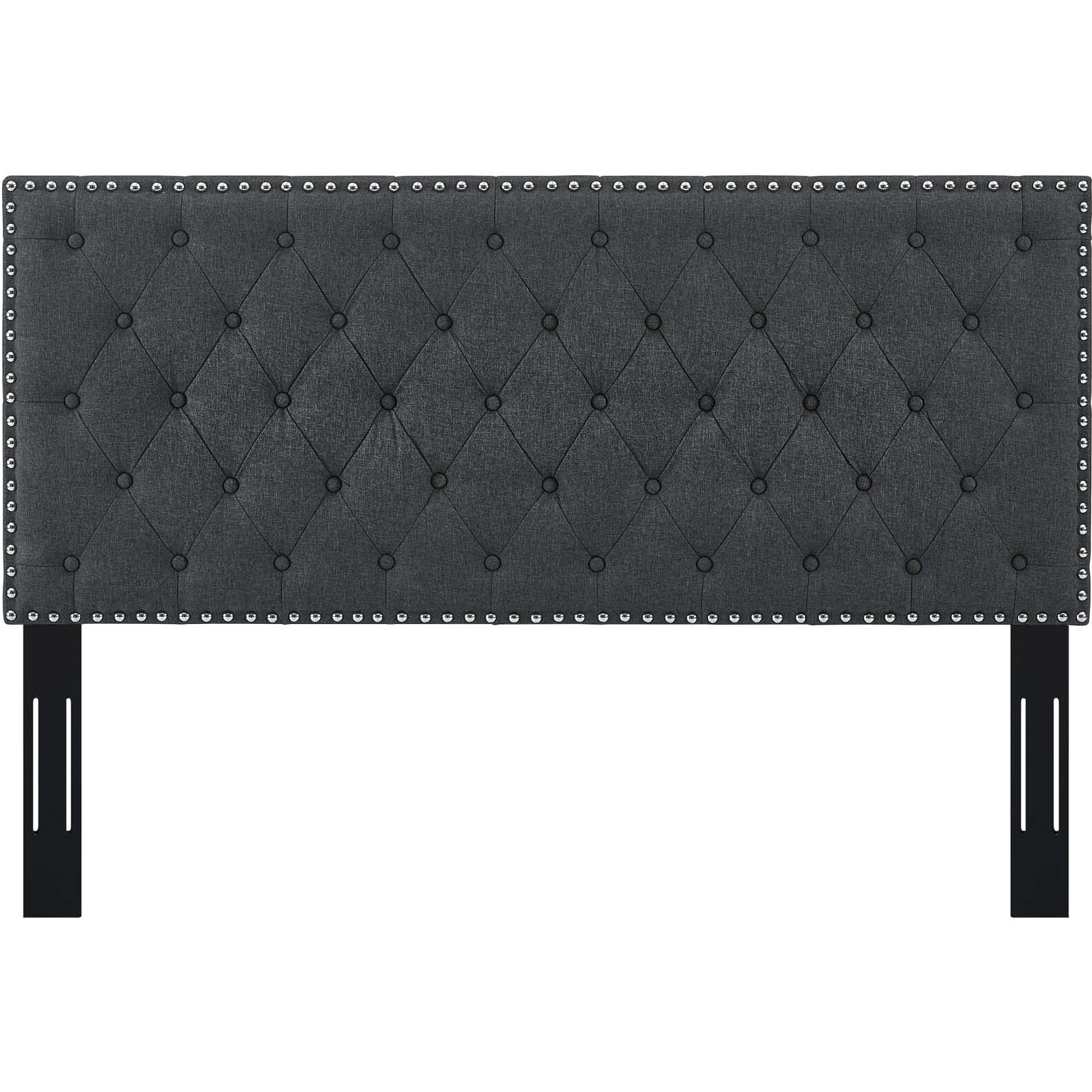 Helena Tufted Full / Queen Upholstered Linen Fabric Headboard - Gray