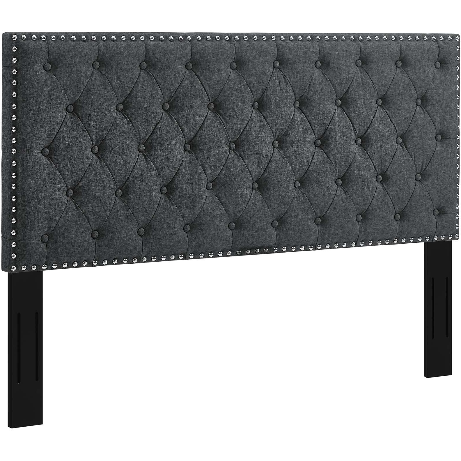 Helena Tufted Full / Queen Upholstered Linen Fabric Headboard - Gray