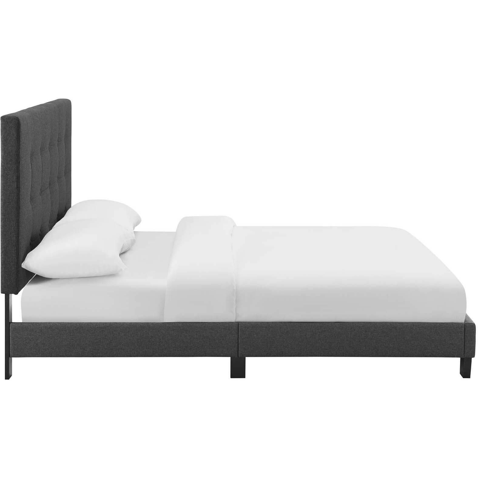 Melanie Full Tufted Button Upholstered Fabric Platform Bed - Gray