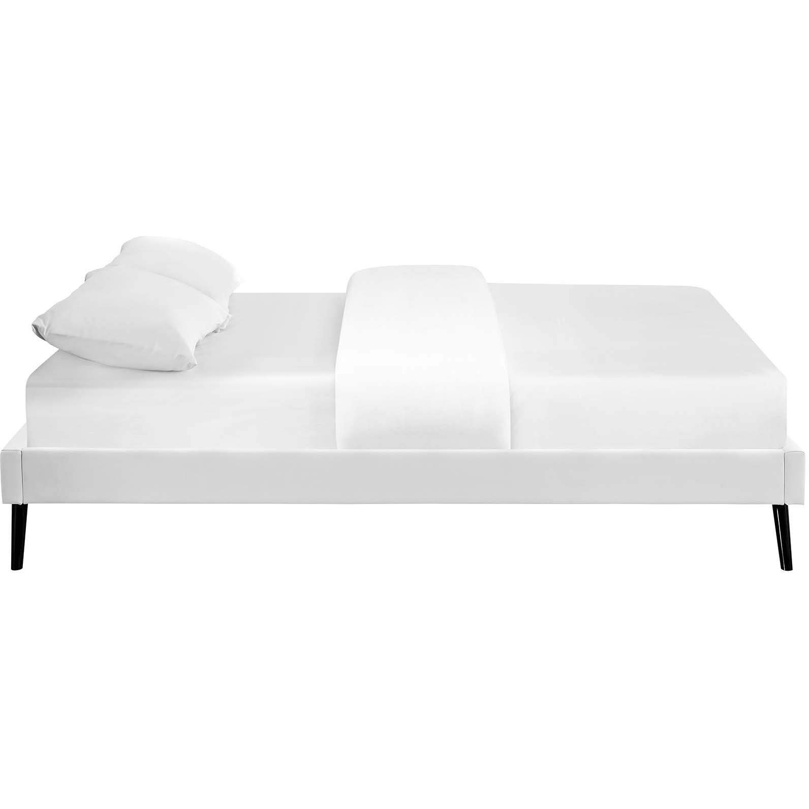 Loryn Full Vinyl Bed Frame with Round Splayed Legs - White