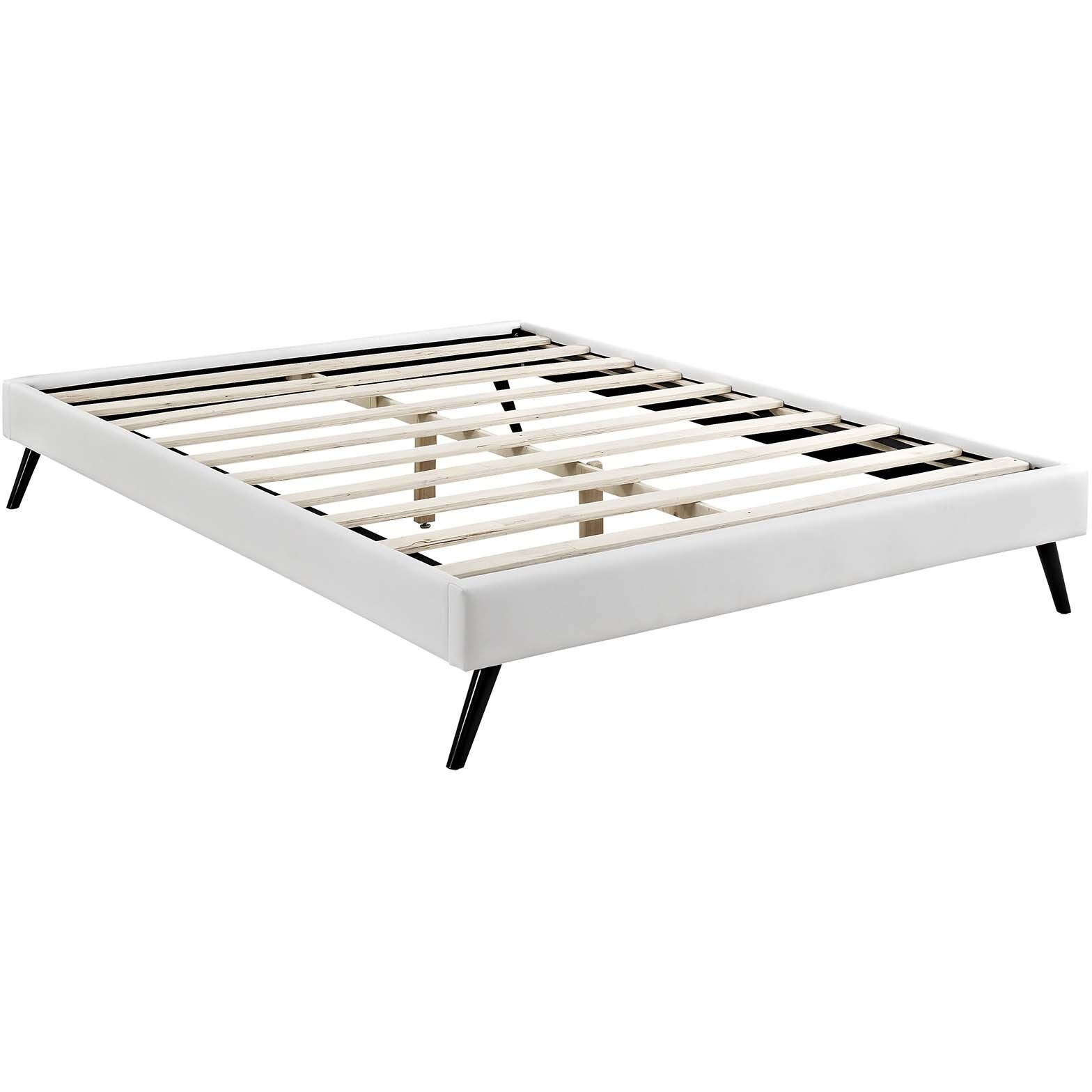 Loryn Full Vinyl Bed Frame with Round Splayed Legs - White
