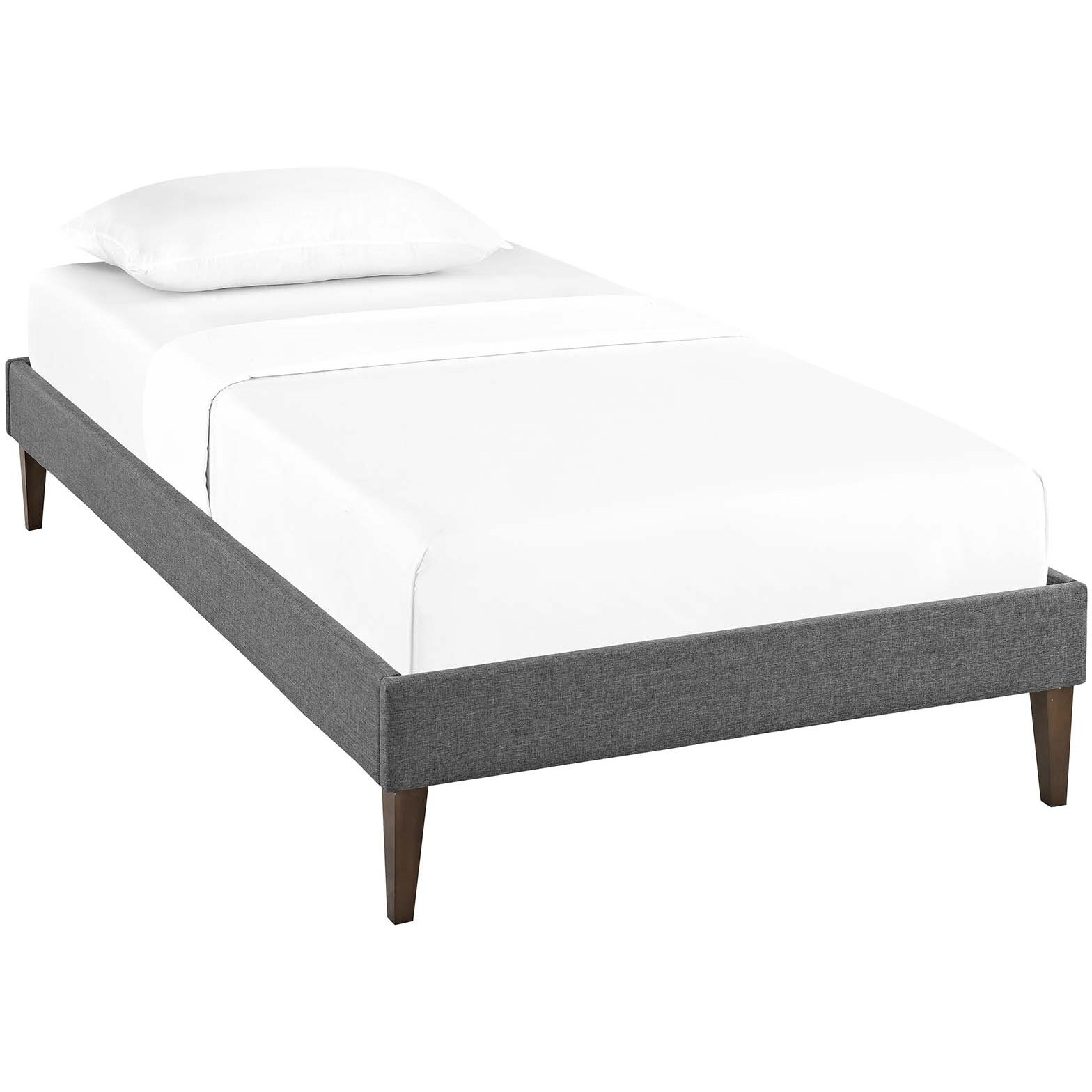 Tessie Twin Fabric Bed Frame with Squared Tapered Legs - Gray