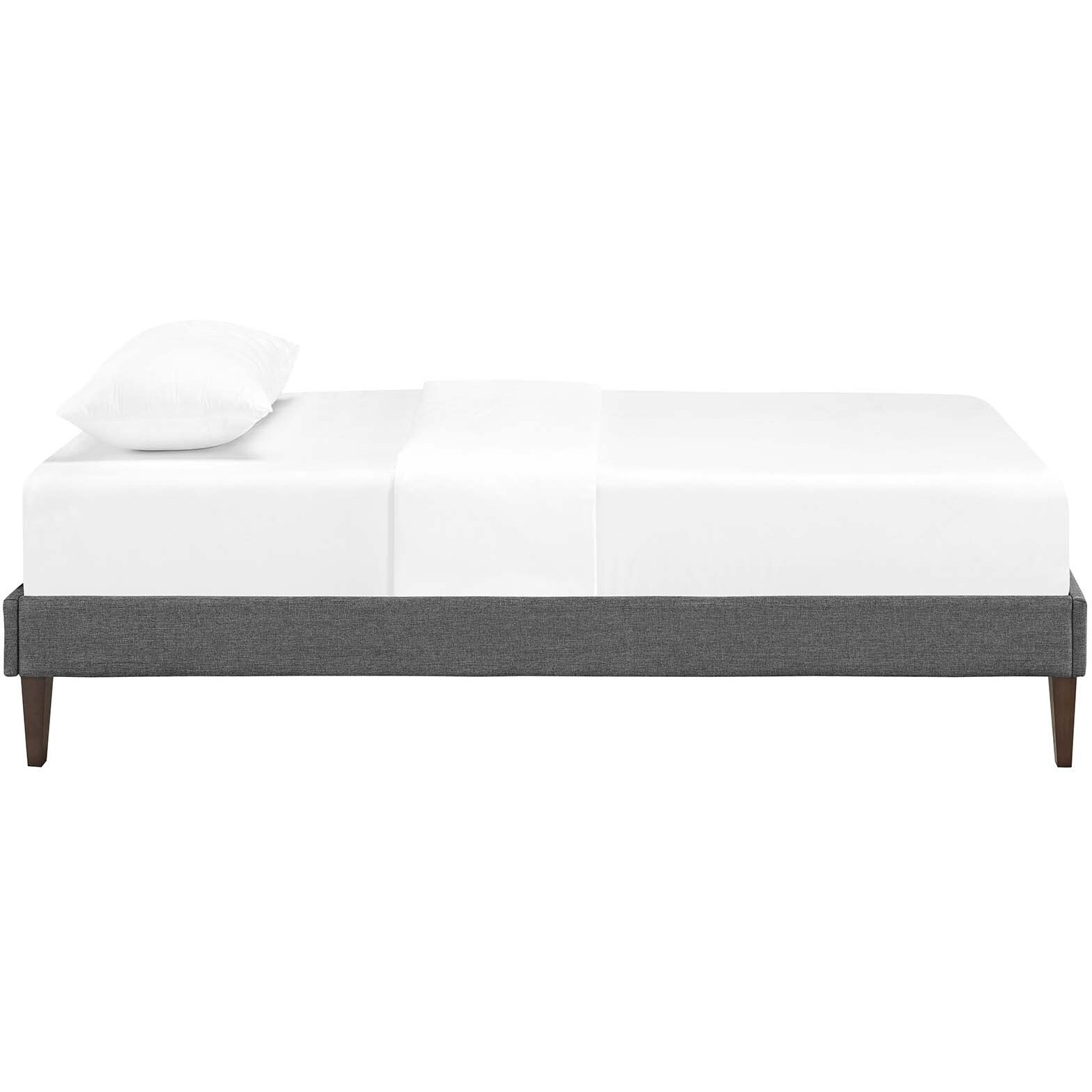 Tessie Twin Fabric Bed Frame with Squared Tapered Legs - Gray