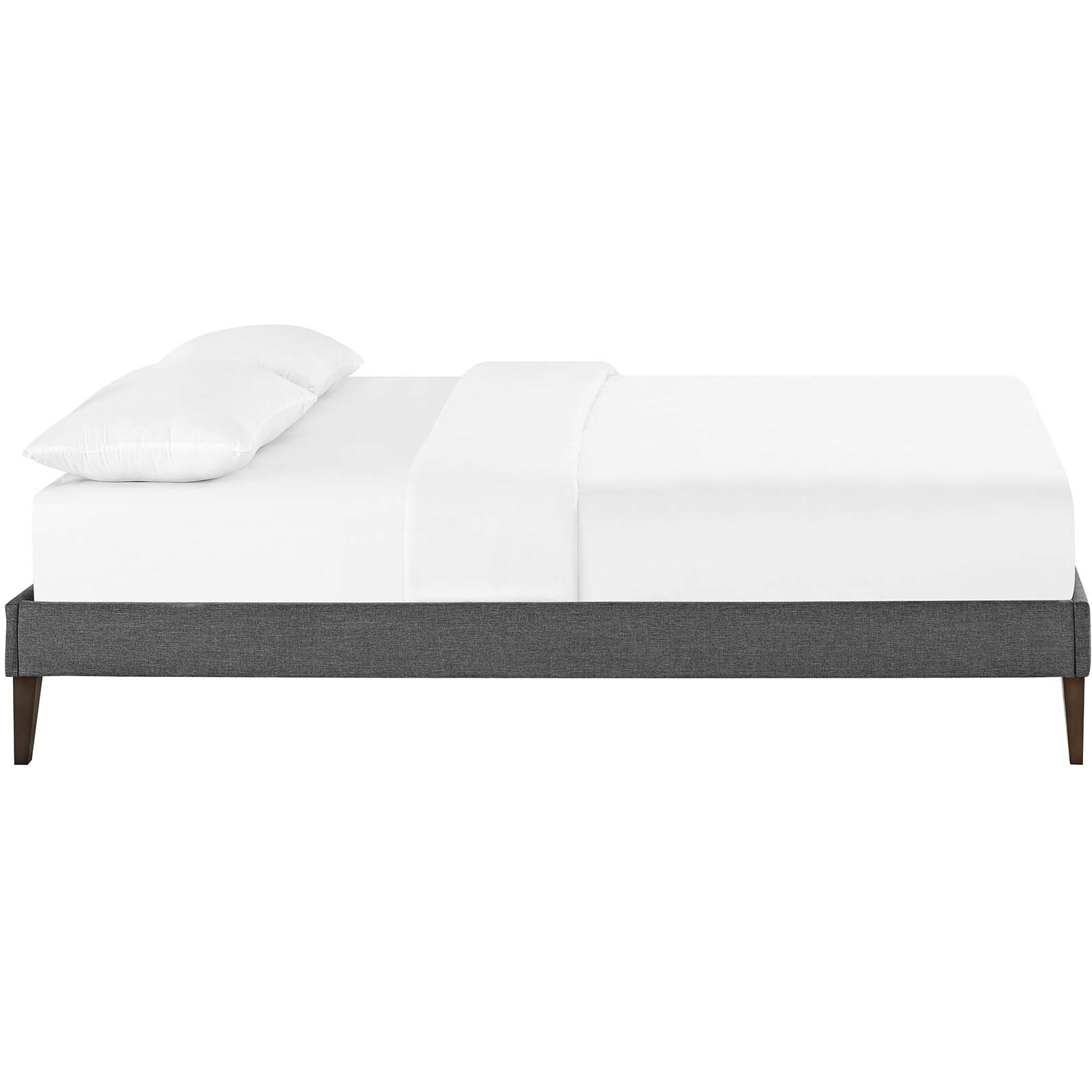 Tessie Full Fabric Bed Frame with Squared Tapered Legs - Gray