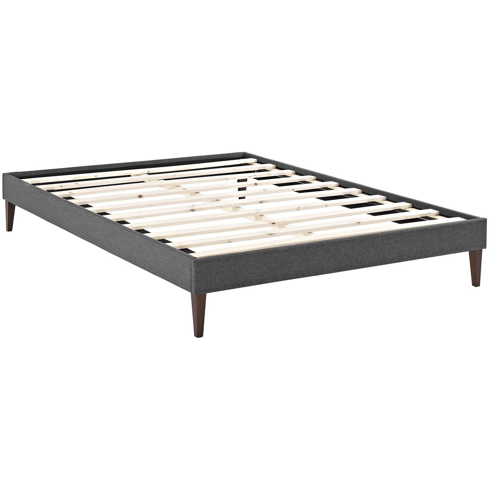 Tessie Full Fabric Bed Frame with Squared Tapered Legs - Gray