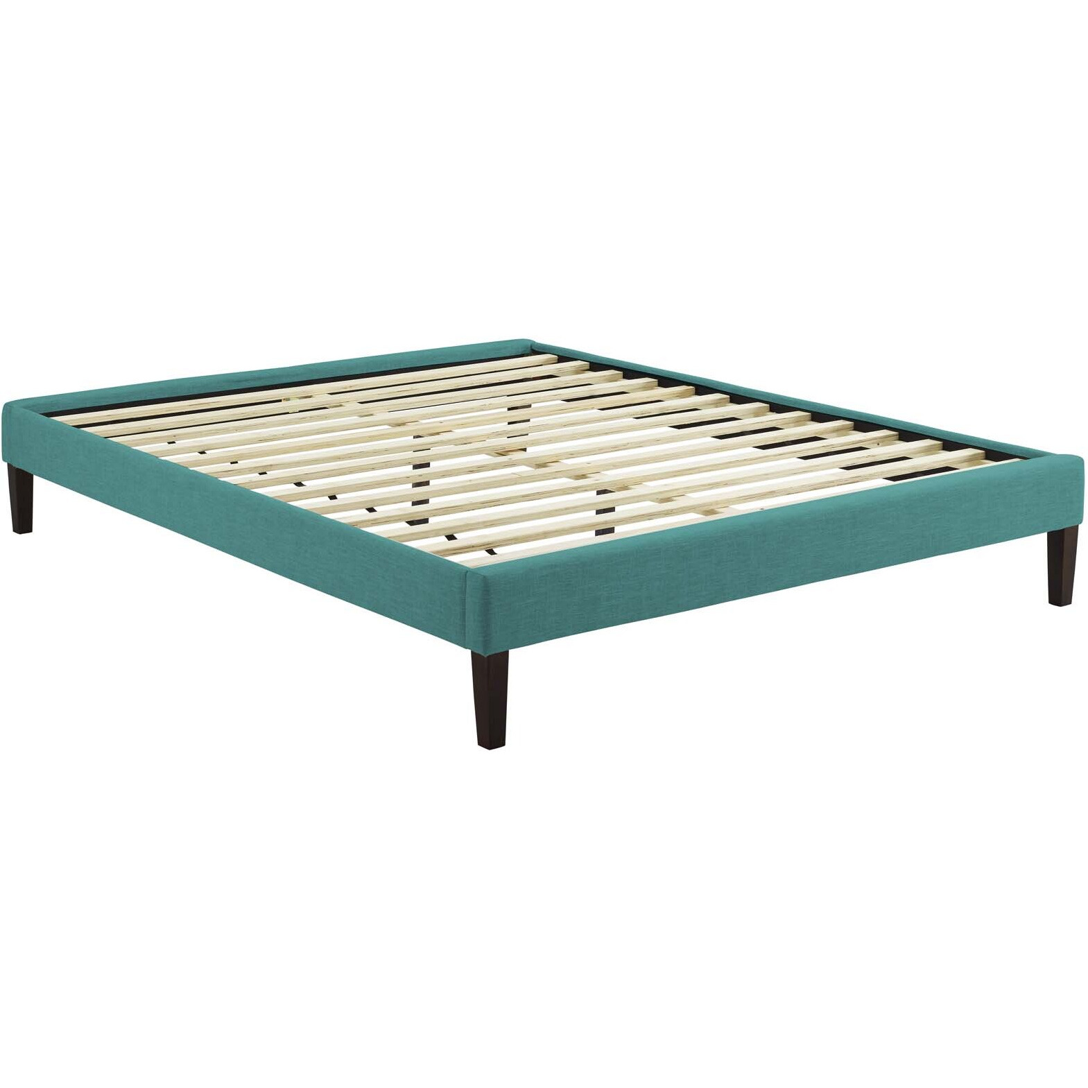 Tessie Queen Fabric Bed Frame with Squared Tapered Legs - Teal