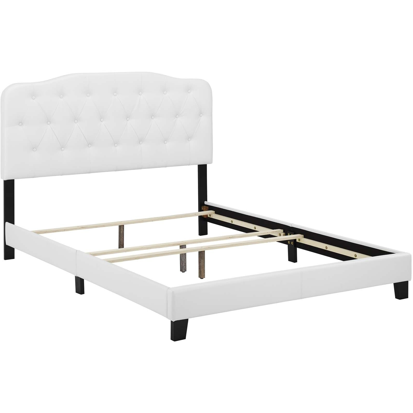 Amelia Queen Faux Leather Bed - White