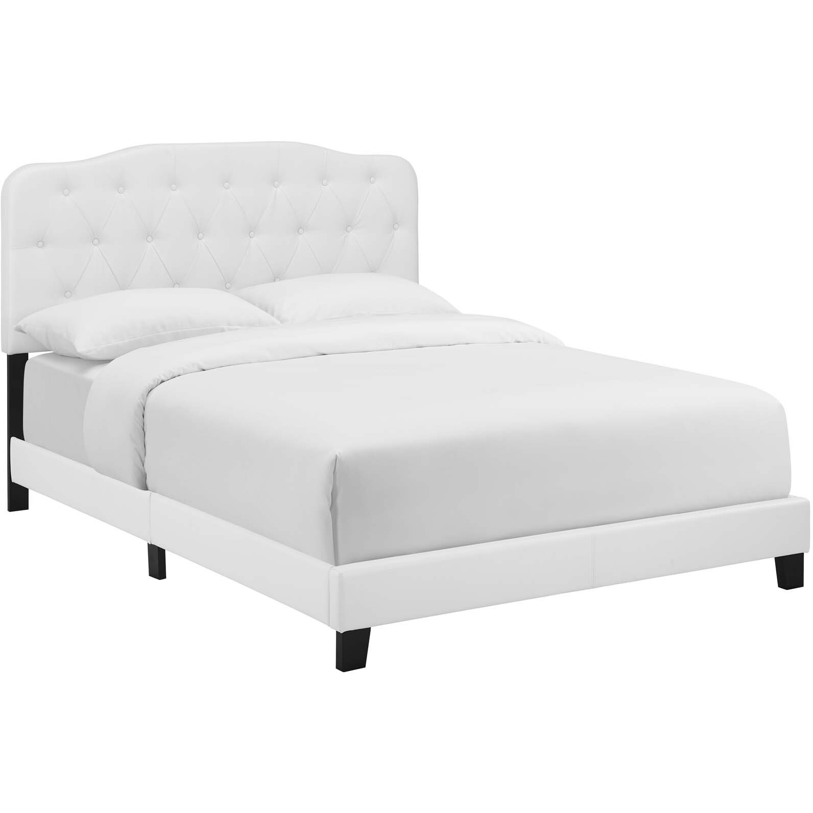 Amelia King Faux Leather Bed - White