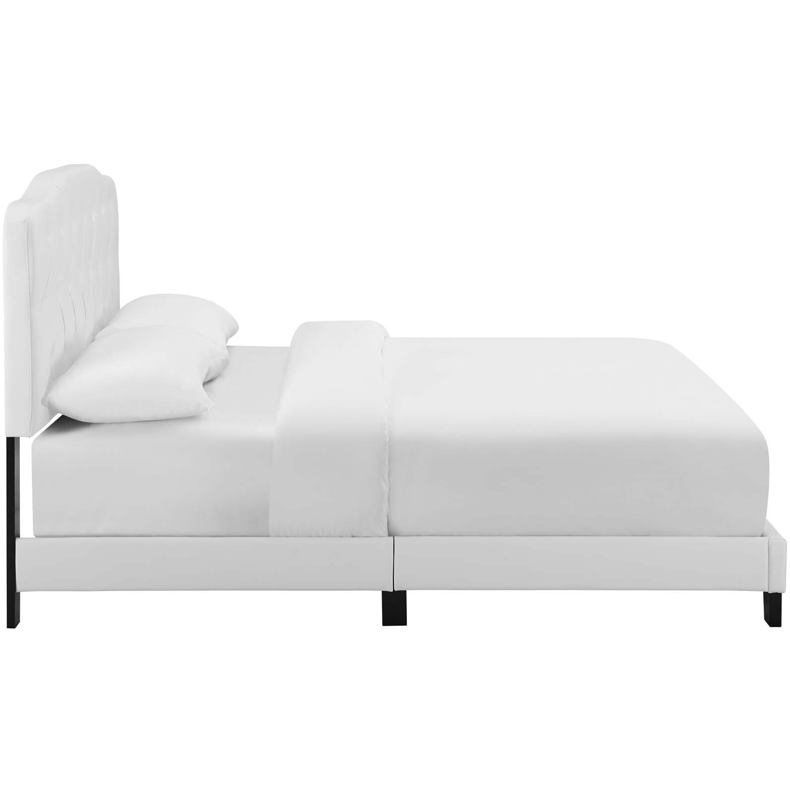Amelia King Faux Leather Bed - White