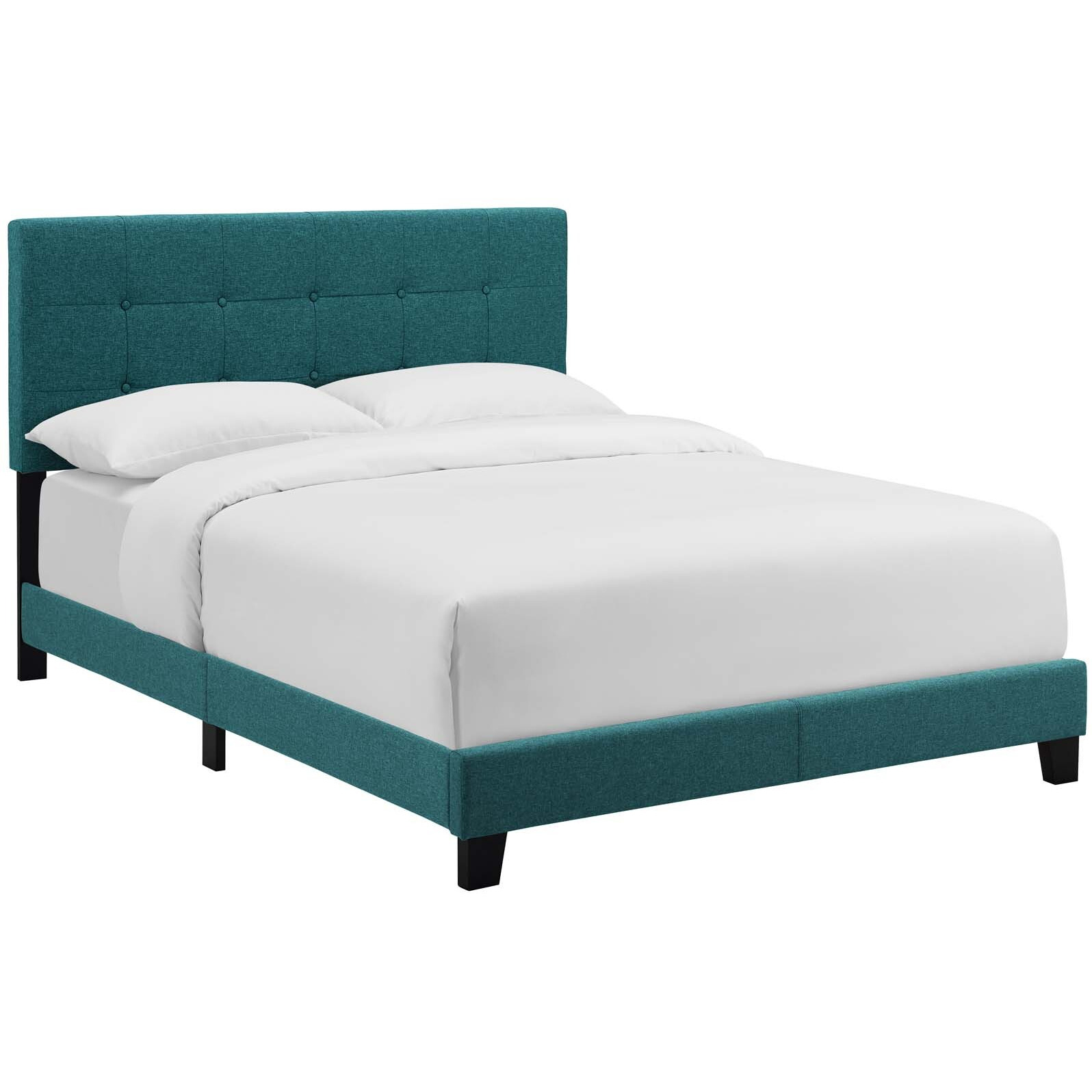 Amira Full Upholstered Fabric Bed - Teal