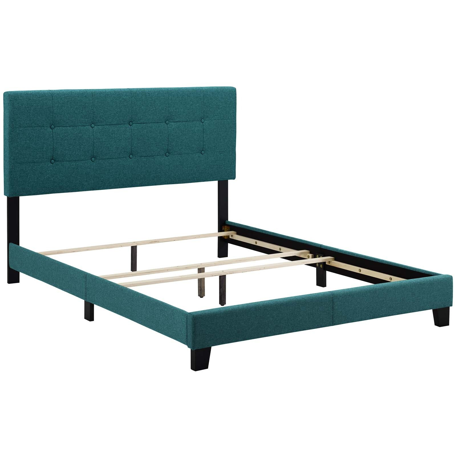 Amira Full Upholstered Fabric Bed - Teal