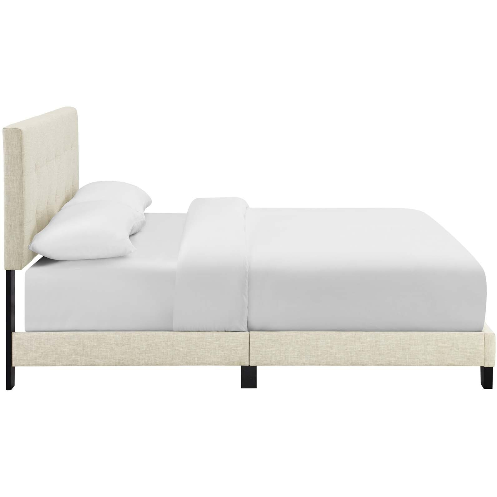 Amira King Upholstered Fabric Bed - Beige