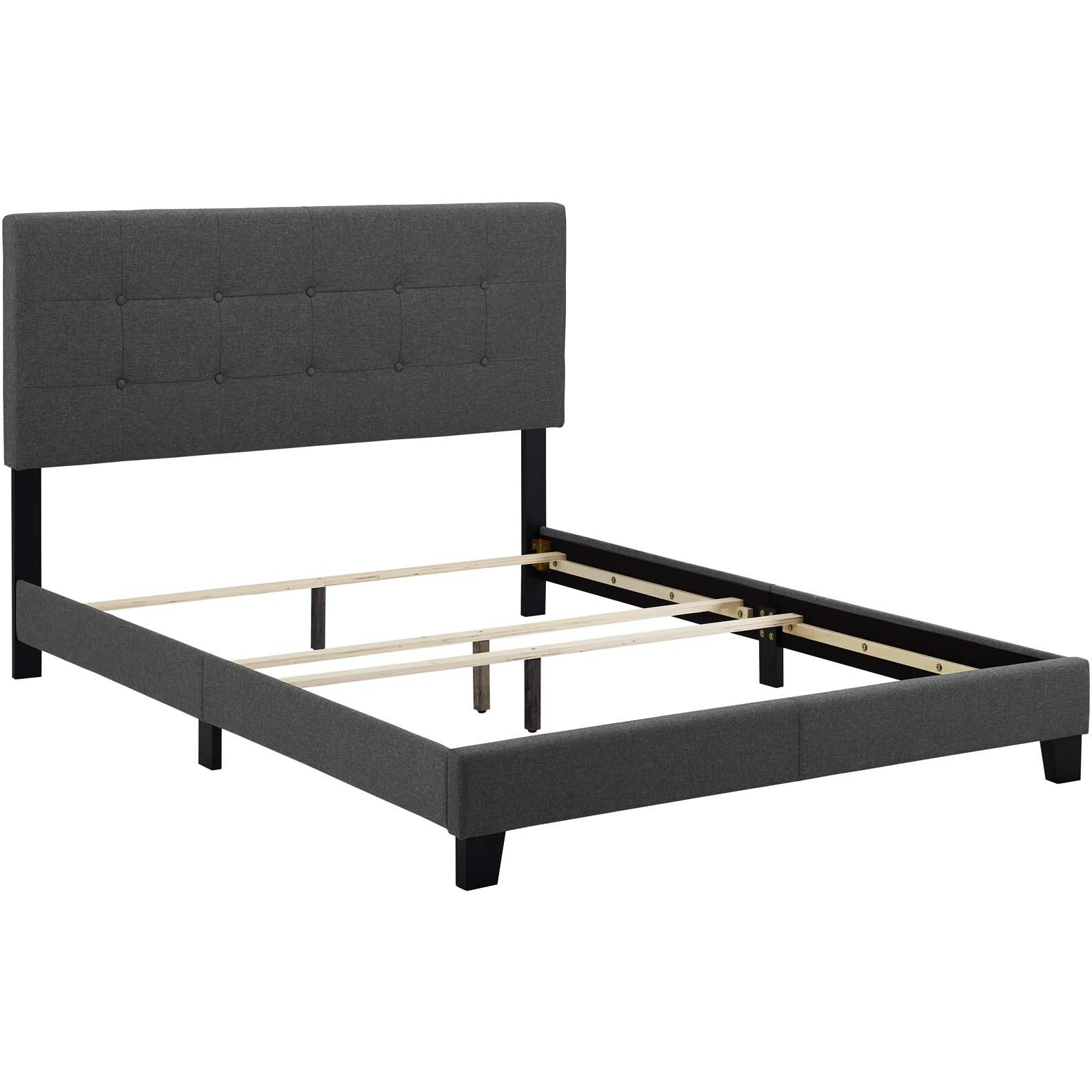 Amira King Upholstered Fabric Bed - Gray