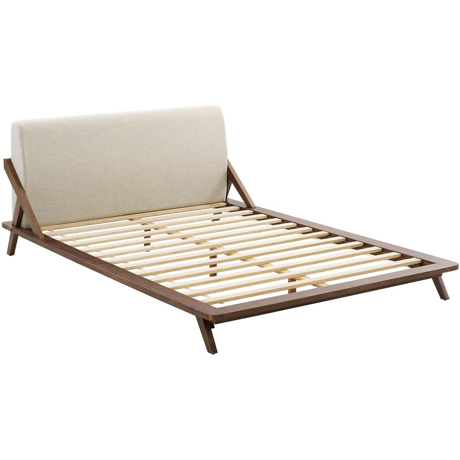 Luella Queen Upholstered Fabric Platform Bed - Walnut Beige