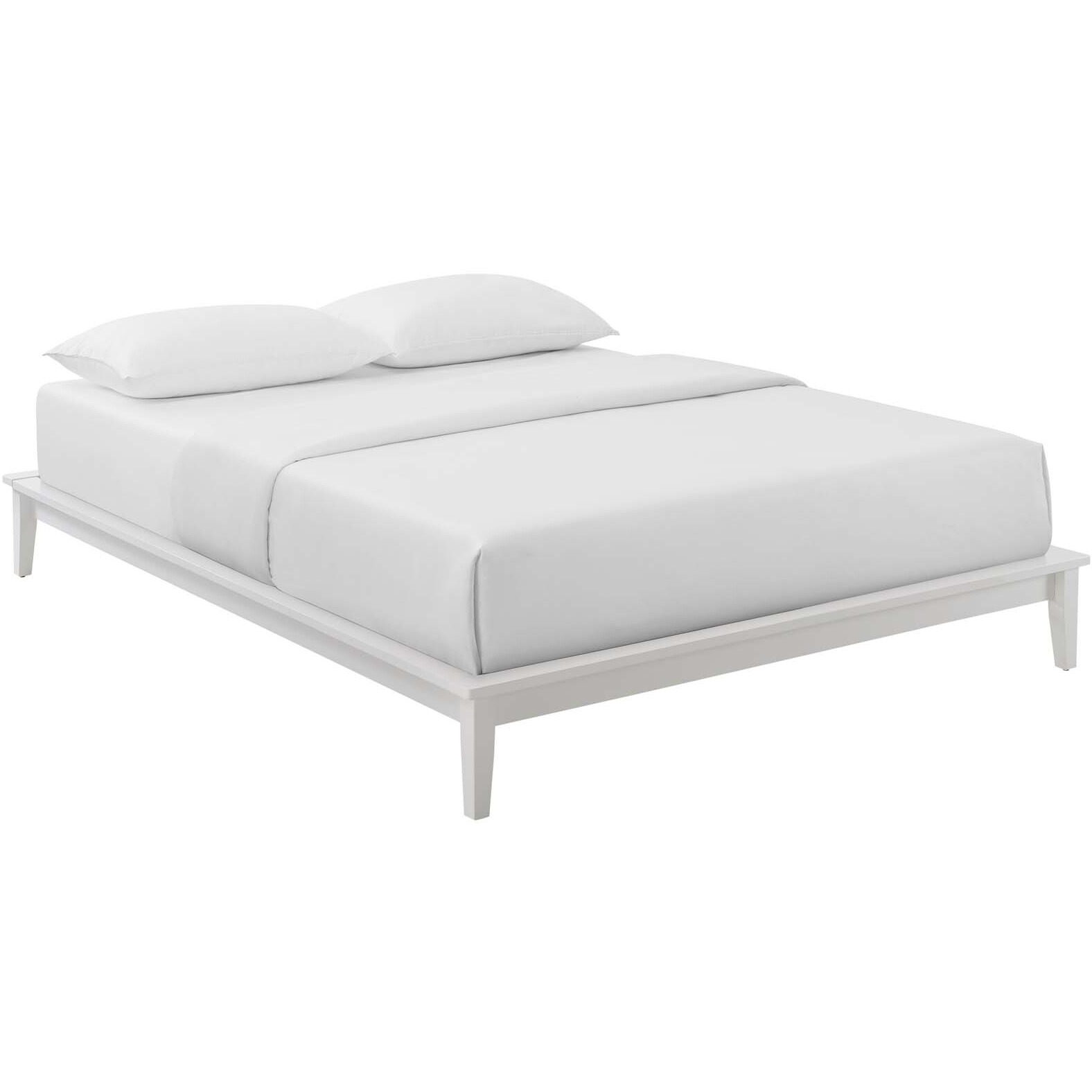 Lodge Full Wood Platform Bed Frame - White