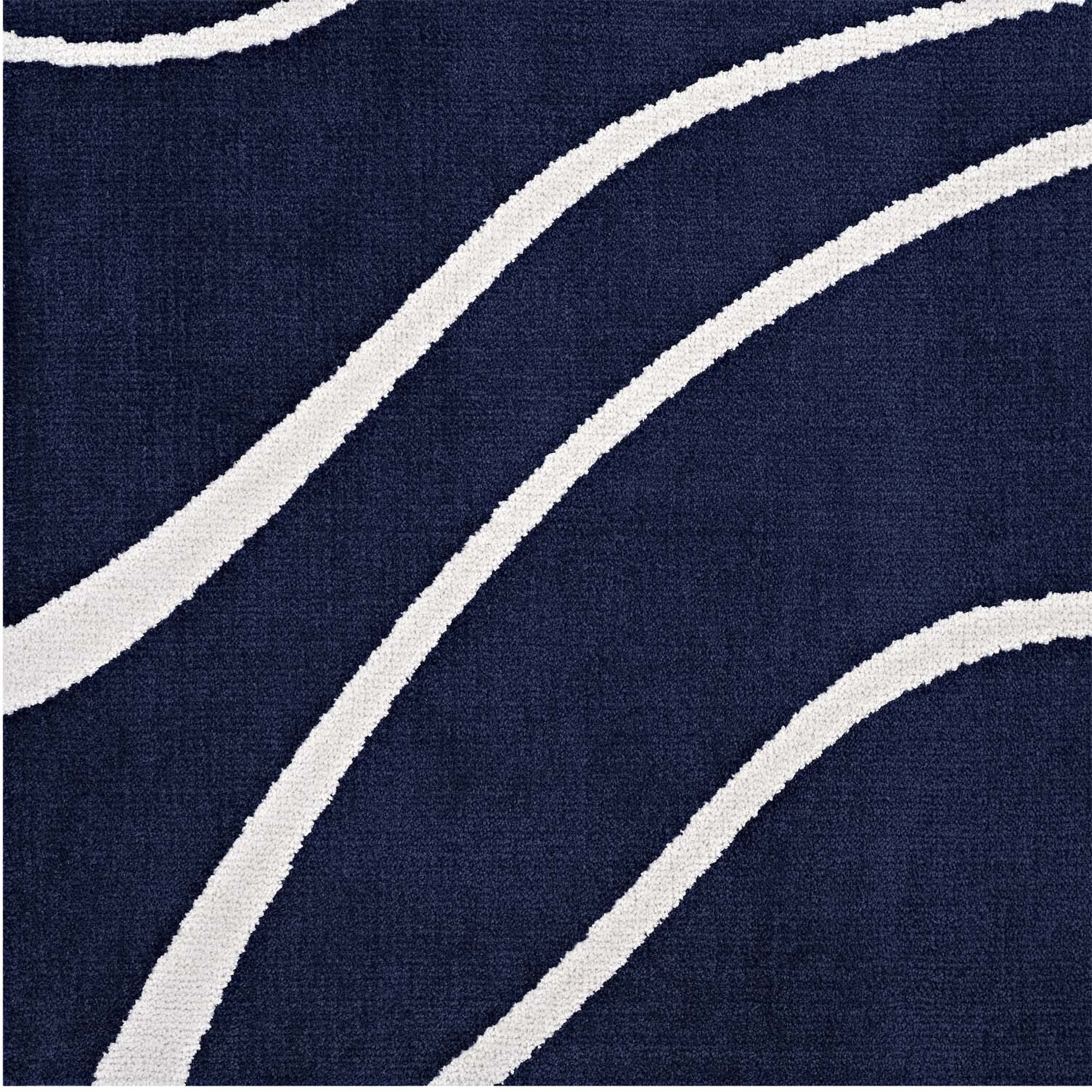 Therese Abstract Swirl 5x8 Area Rug - Navy and Ivory