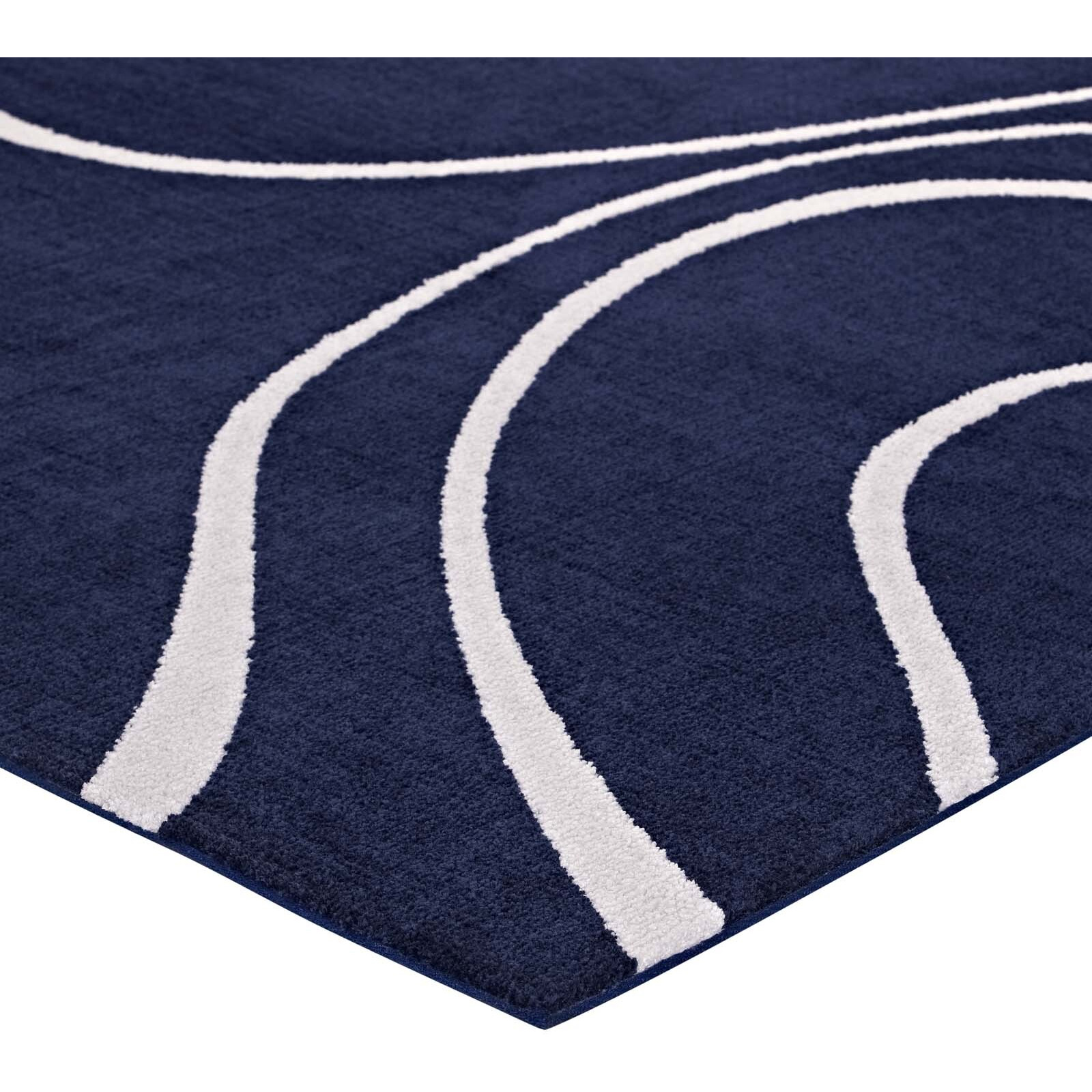 Therese Abstract Swirl 5x8 Area Rug - Navy and Ivory