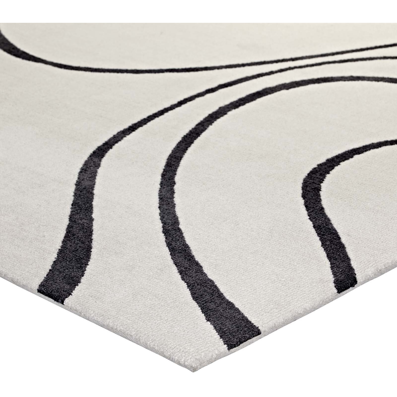 Therese Abstract Swirl 5x8 Area Rug - Ivory and Charcoal