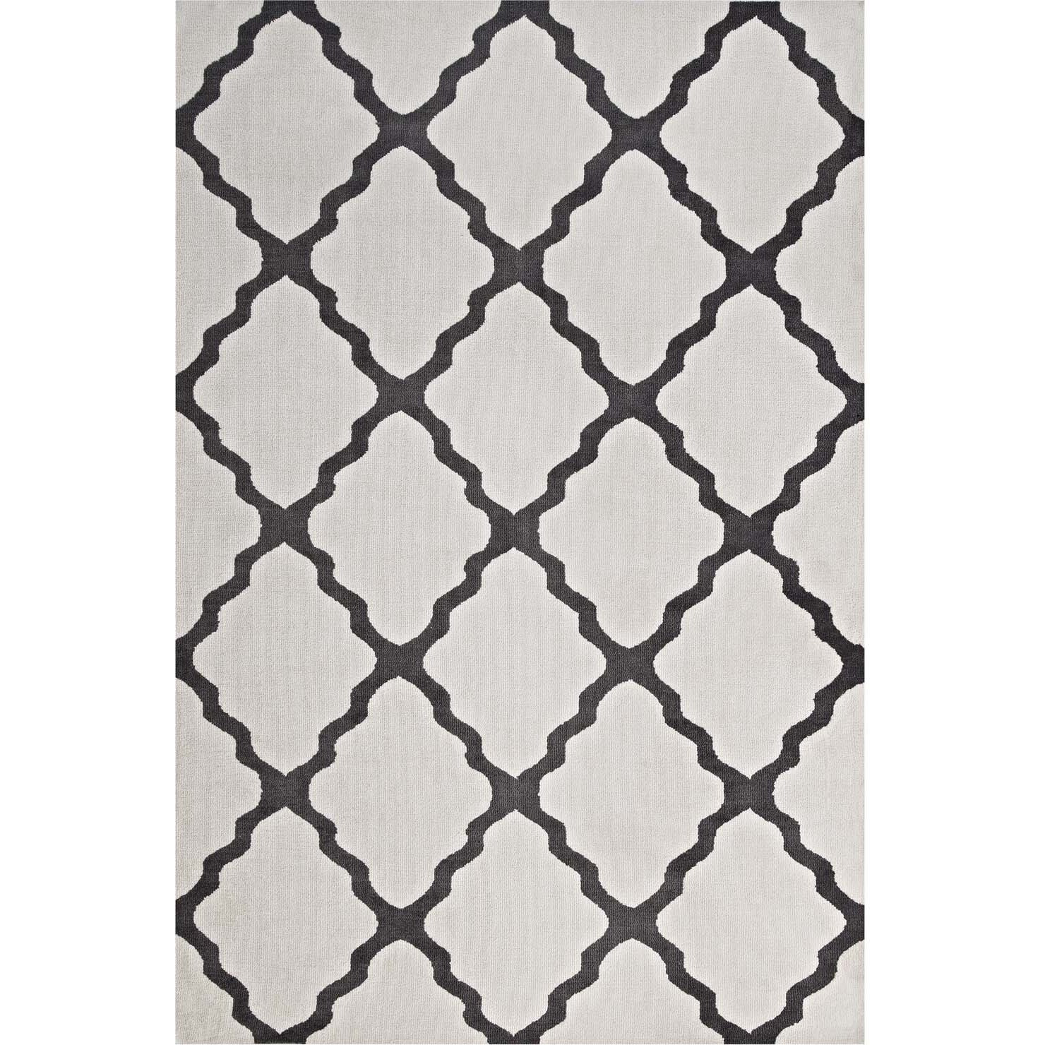 Marja Moroccan Trellis 5x8 Area Rug - Ivory and Charcoal