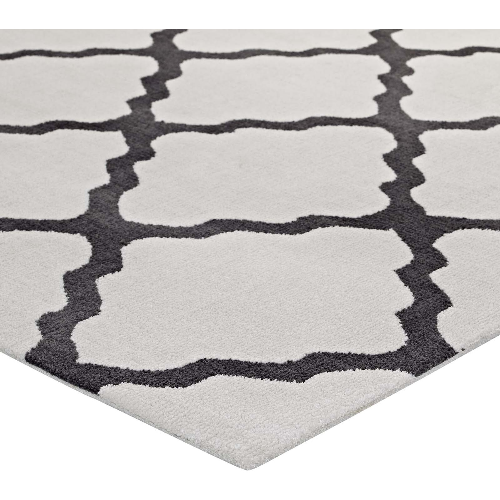 Marja Moroccan Trellis 5x8 Area Rug - Ivory and Charcoal