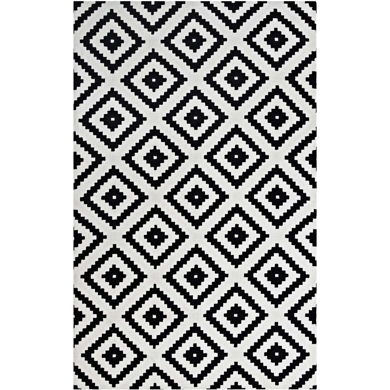 Alika Abstract Diamond Trellis 8x10 Area Rug - Black and White
