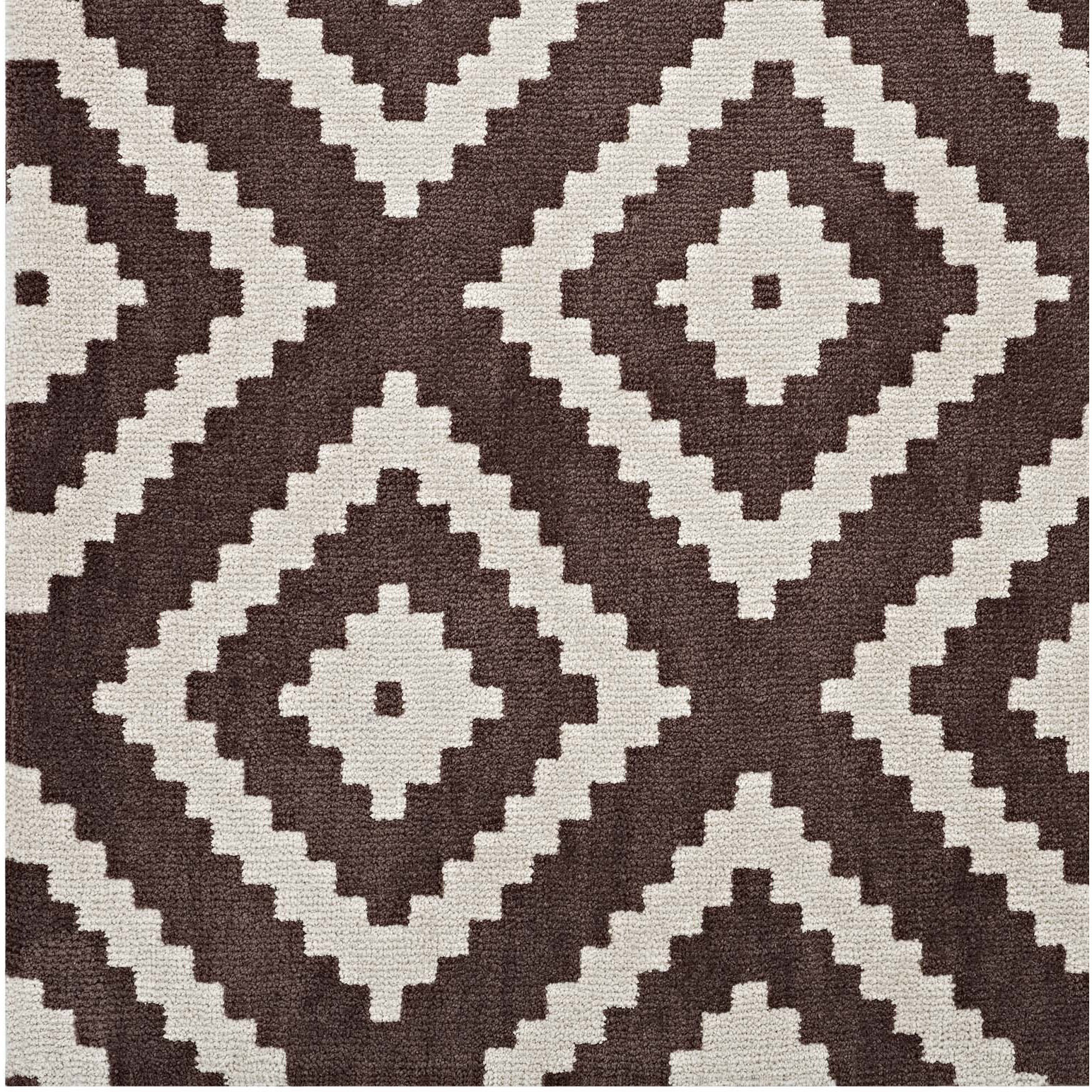 Alika Abstract Diamond Trellis 8x10 Area Rug - Ivory and Brown