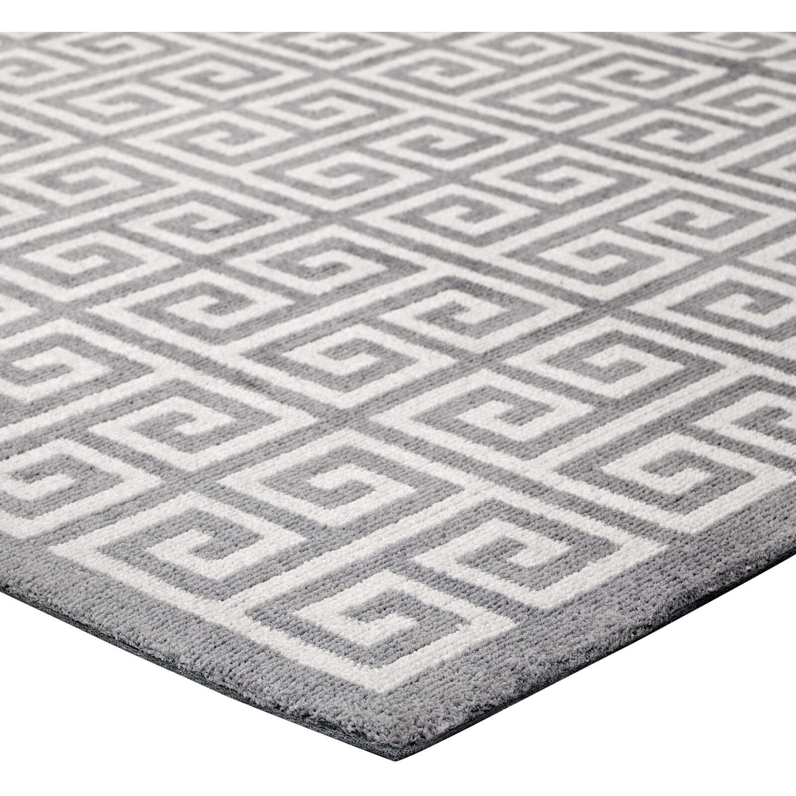 Freydis Greek Key 5x8 Area Rug - White and Light Gray