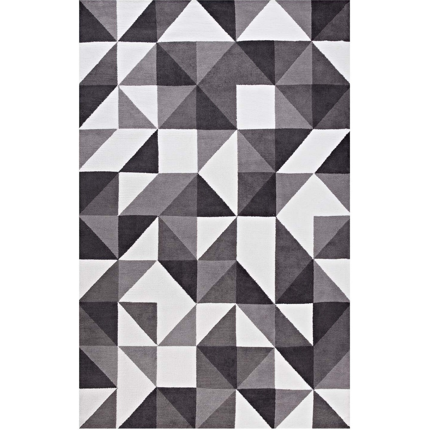 Kahula Geometric Triangle Mosaic 8x10 Area Rug - Black, Gray and White