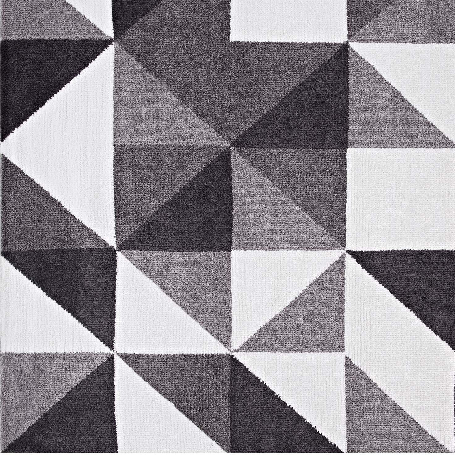 Kahula Geometric Triangle Mosaic 8x10 Area Rug - Black, Gray and White
