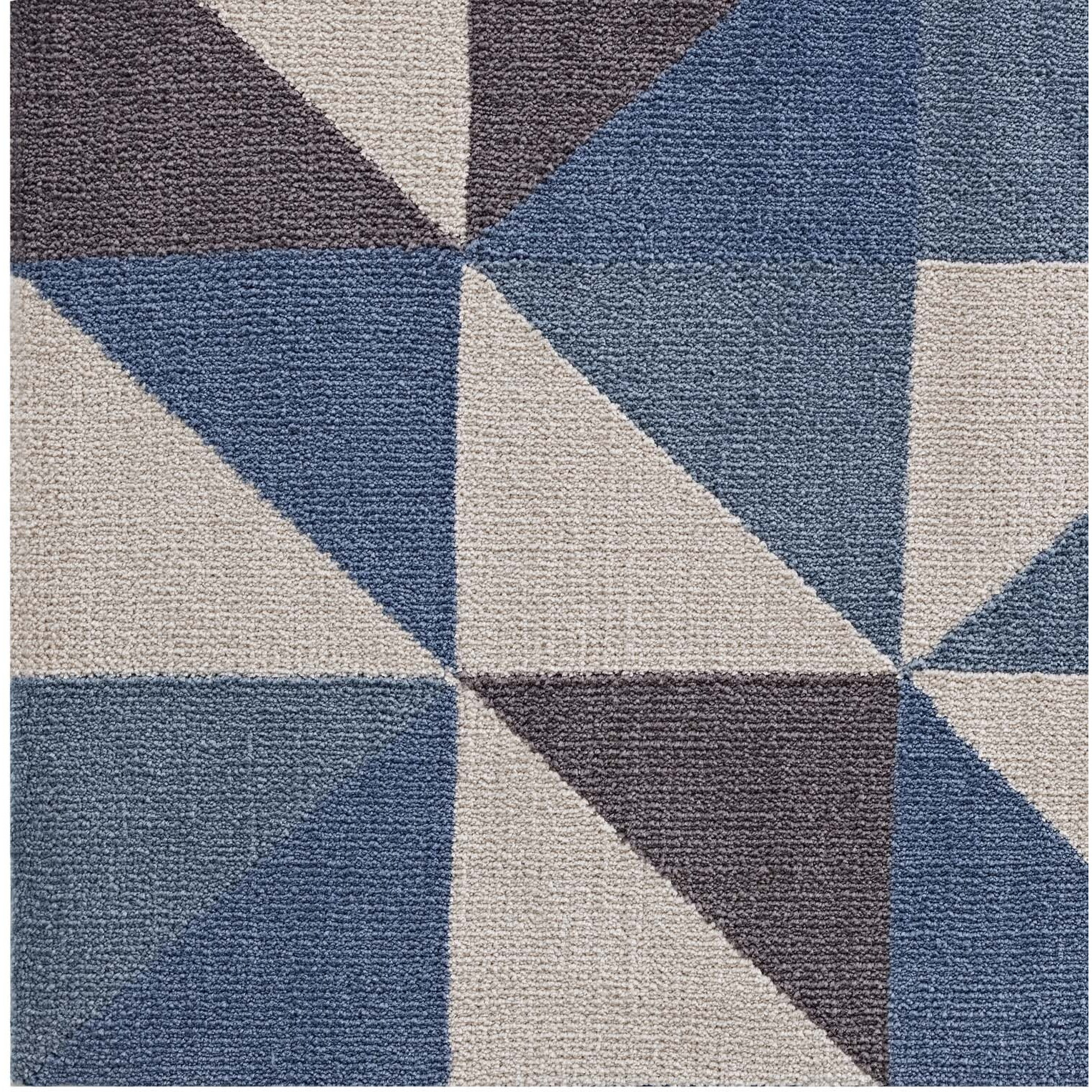 Kahula Geometric Triangle Mosaic 5x8 Area Rug - Blue, White and Gray