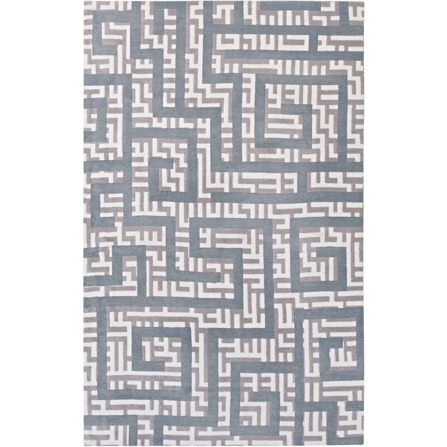 Nahia Geometric Maze 8x10 Area Rug - Ivory, Light Gray and Sky Blue