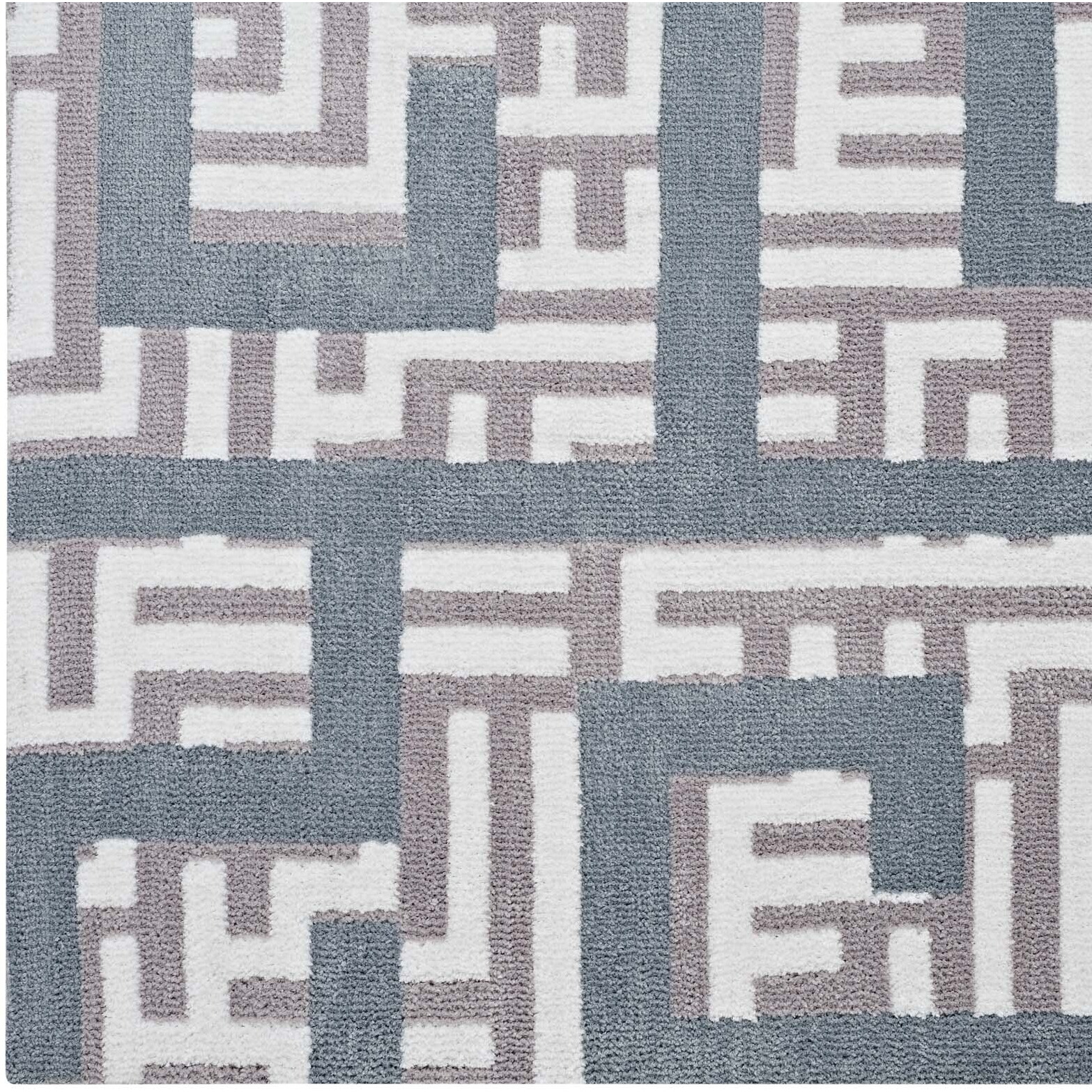 Nahia Geometric Maze 8x10 Area Rug - Ivory, Light Gray and Sky Blue