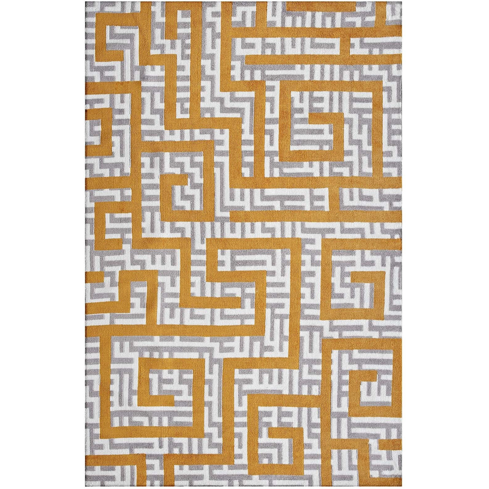 Nahia Geometric Maze 8x10 Area Rug - Ivory, Light Gray and Banana Yellow