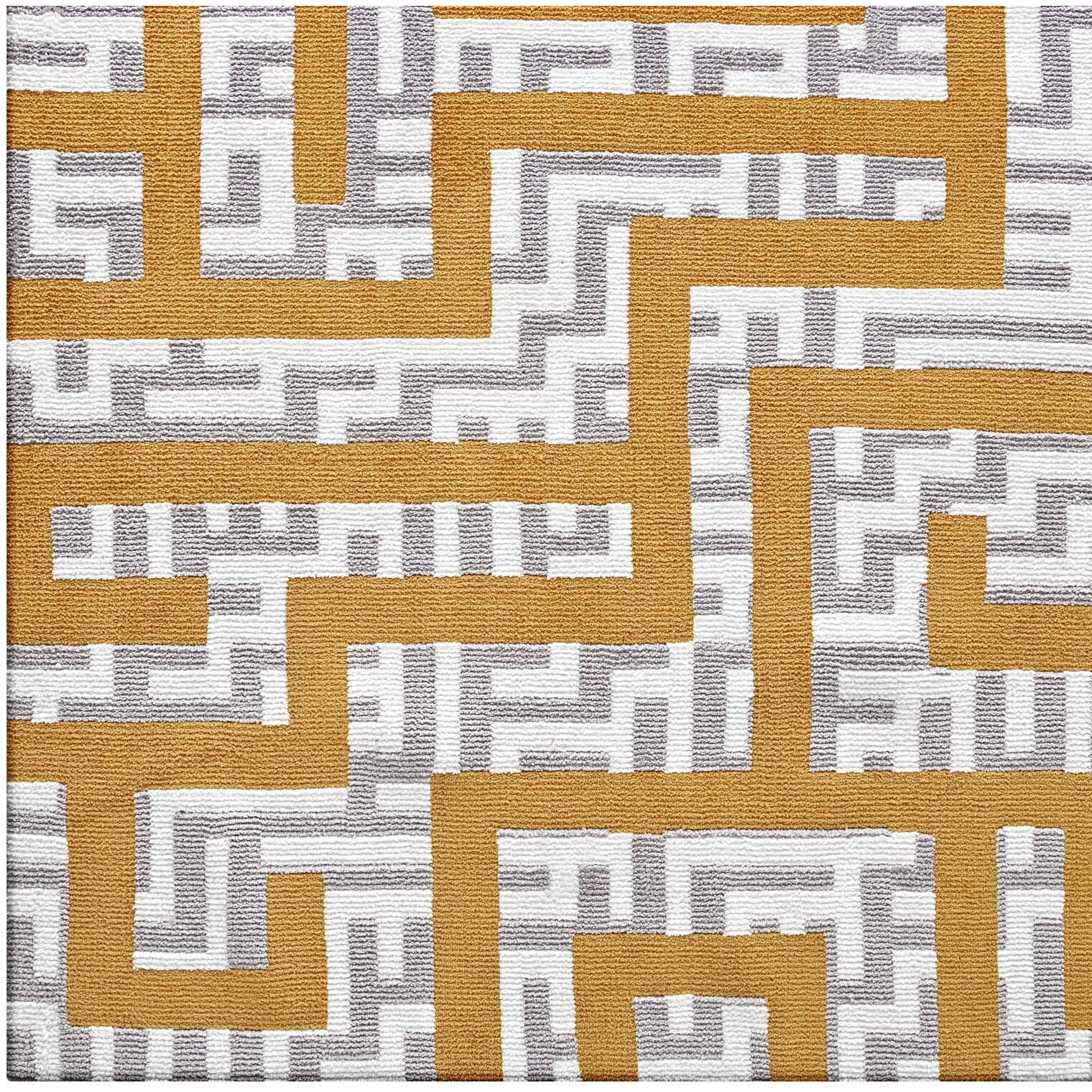 Nahia Geometric Maze 8x10 Area Rug - Ivory, Light Gray and Banana Yellow