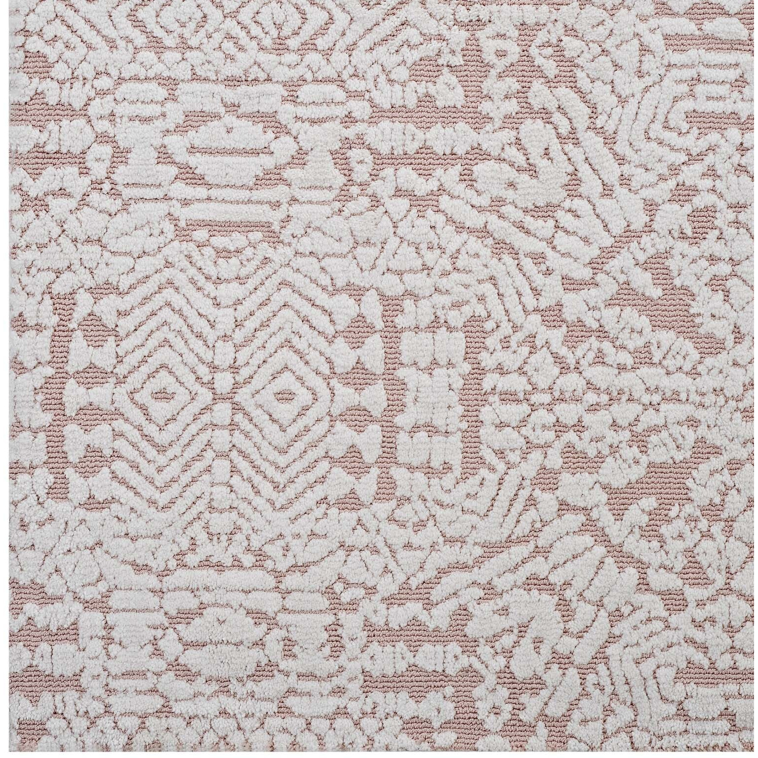 Javiera Contemporary Moroccan 5x8 Area Rug - Ivory and Cameo Rose