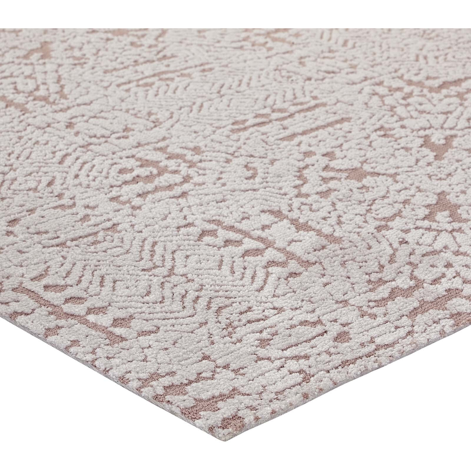 Javiera Contemporary Moroccan 5x8 Area Rug - Ivory and Cameo Rose