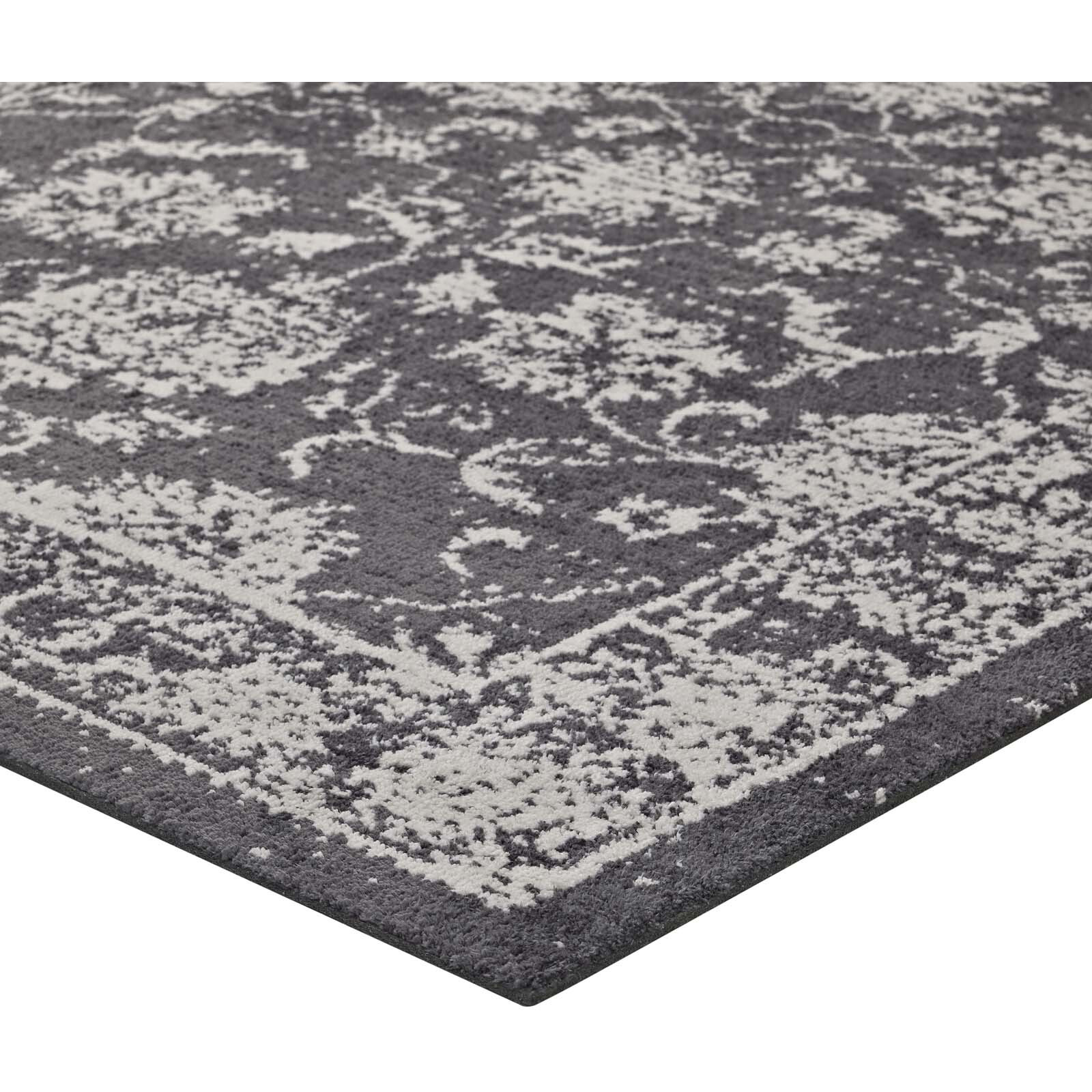 Kazia Distressed Floral Lattice 5x8 Area Rug - Dark Gray and Ivory