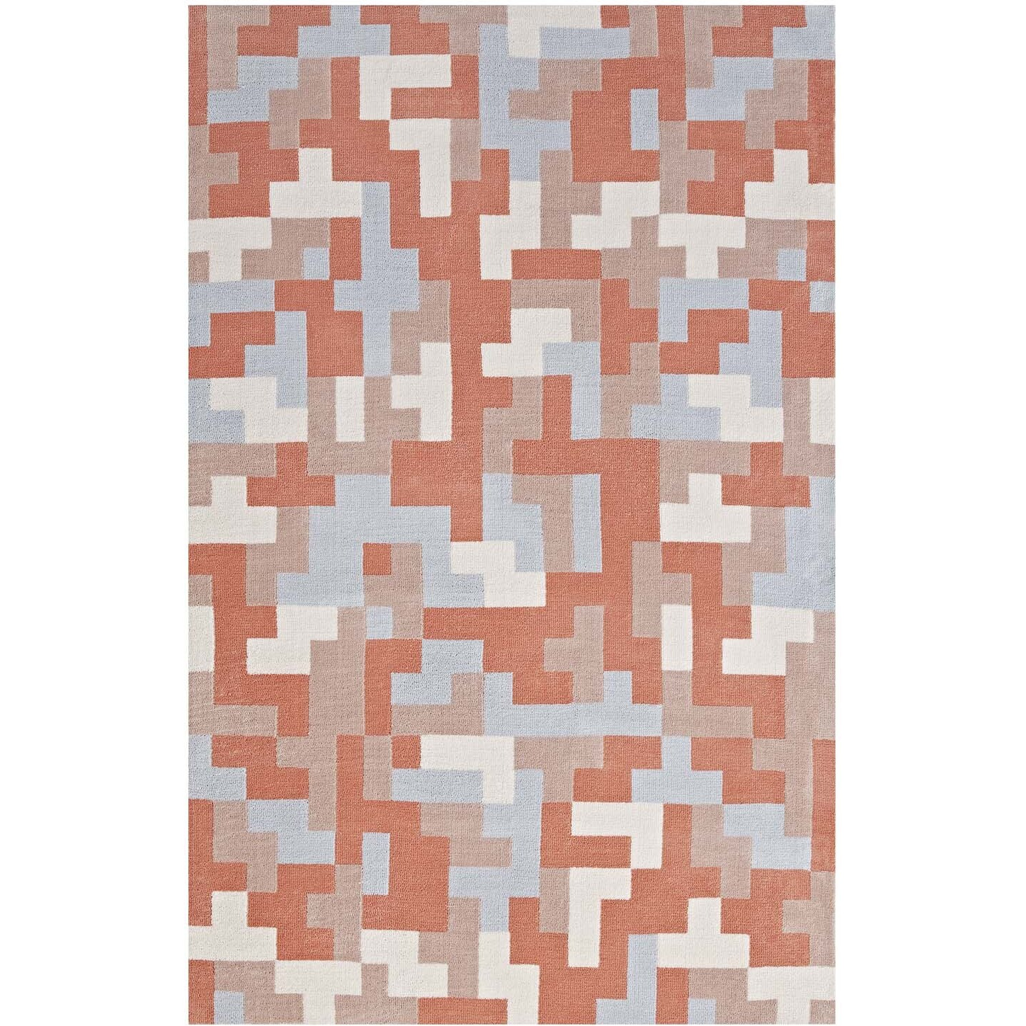 Andela Interlocking Block Mosaic 5x8 Area Rug - Multicolored Coral and Light Blue