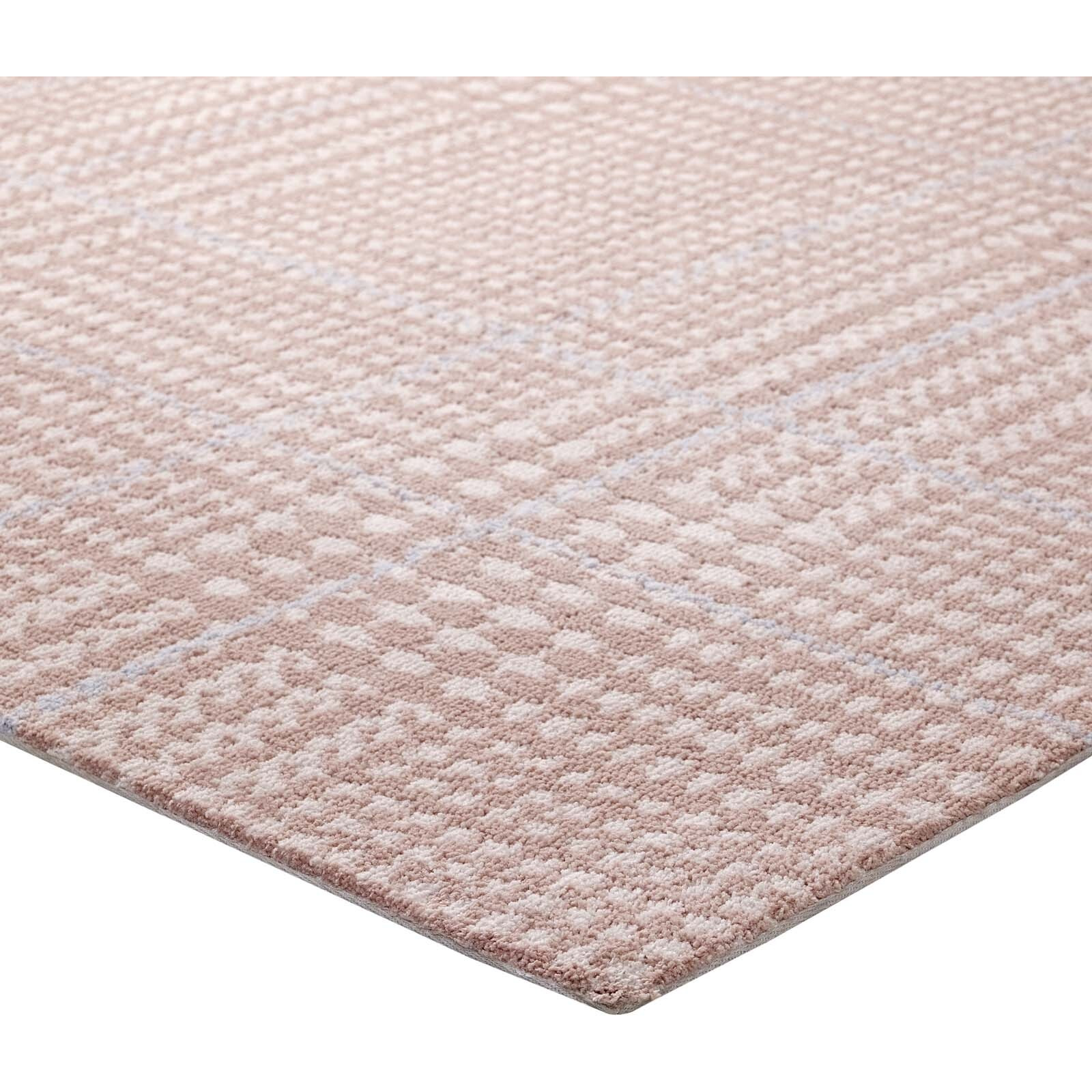 Kaja Abstract Plaid 5x8 Area Rug - Ivory, Cameo Rose and Light Blue