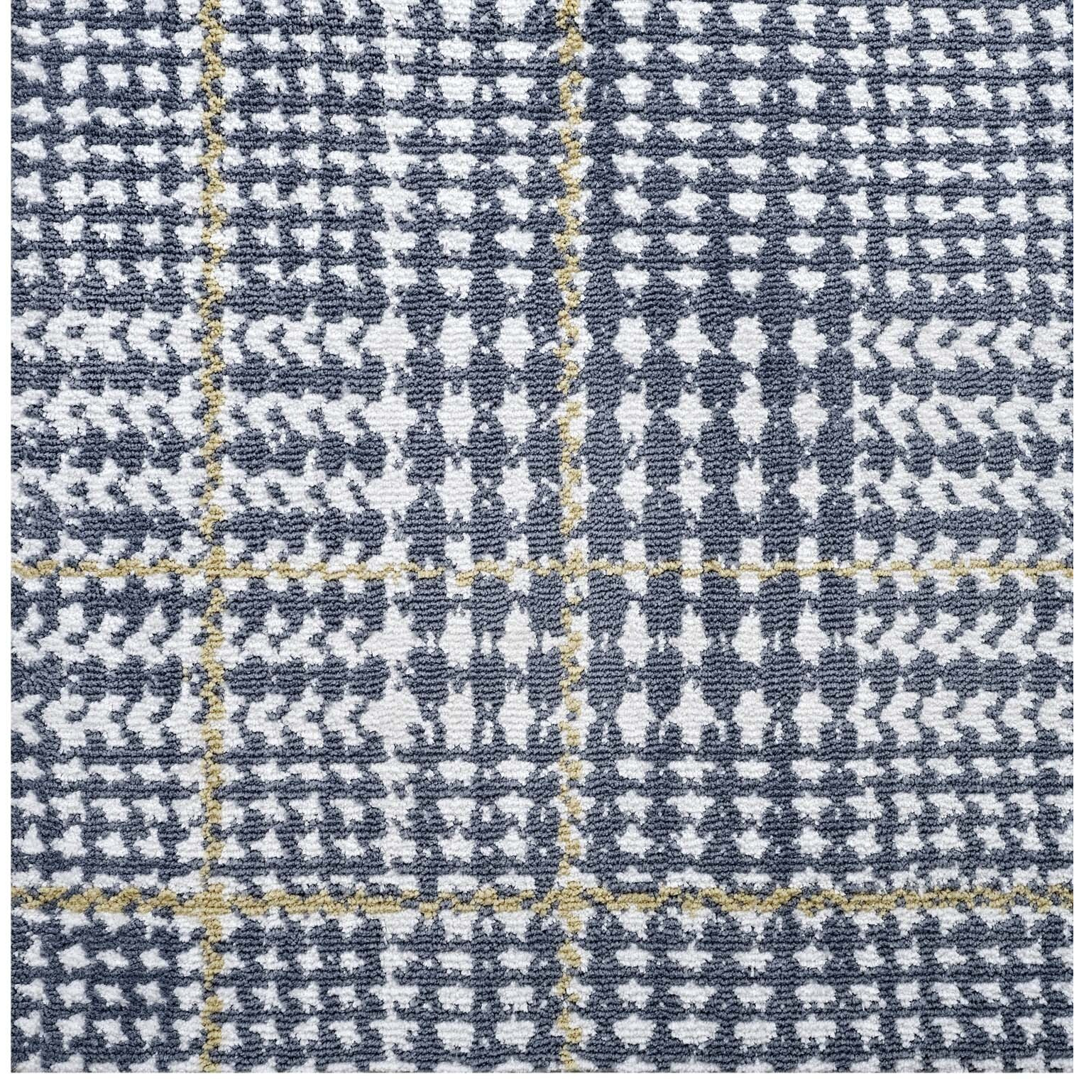 Kaja Abstract Plaid 5x8 Area Rug - Ivory, Cadet Blue and Citron