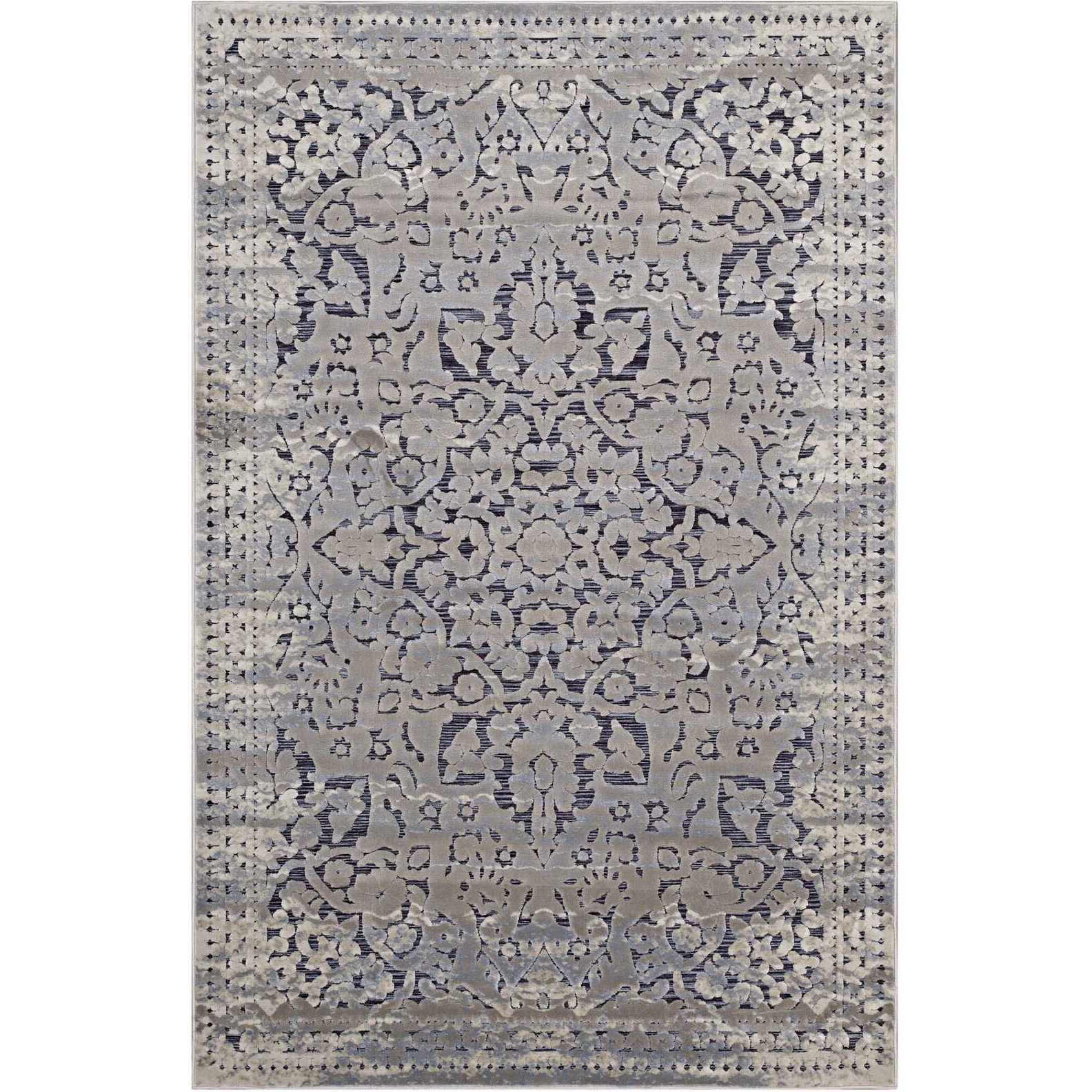 Margarida Distressed Vintage Turkish 5x8 Area Rug - Blue and  Cream