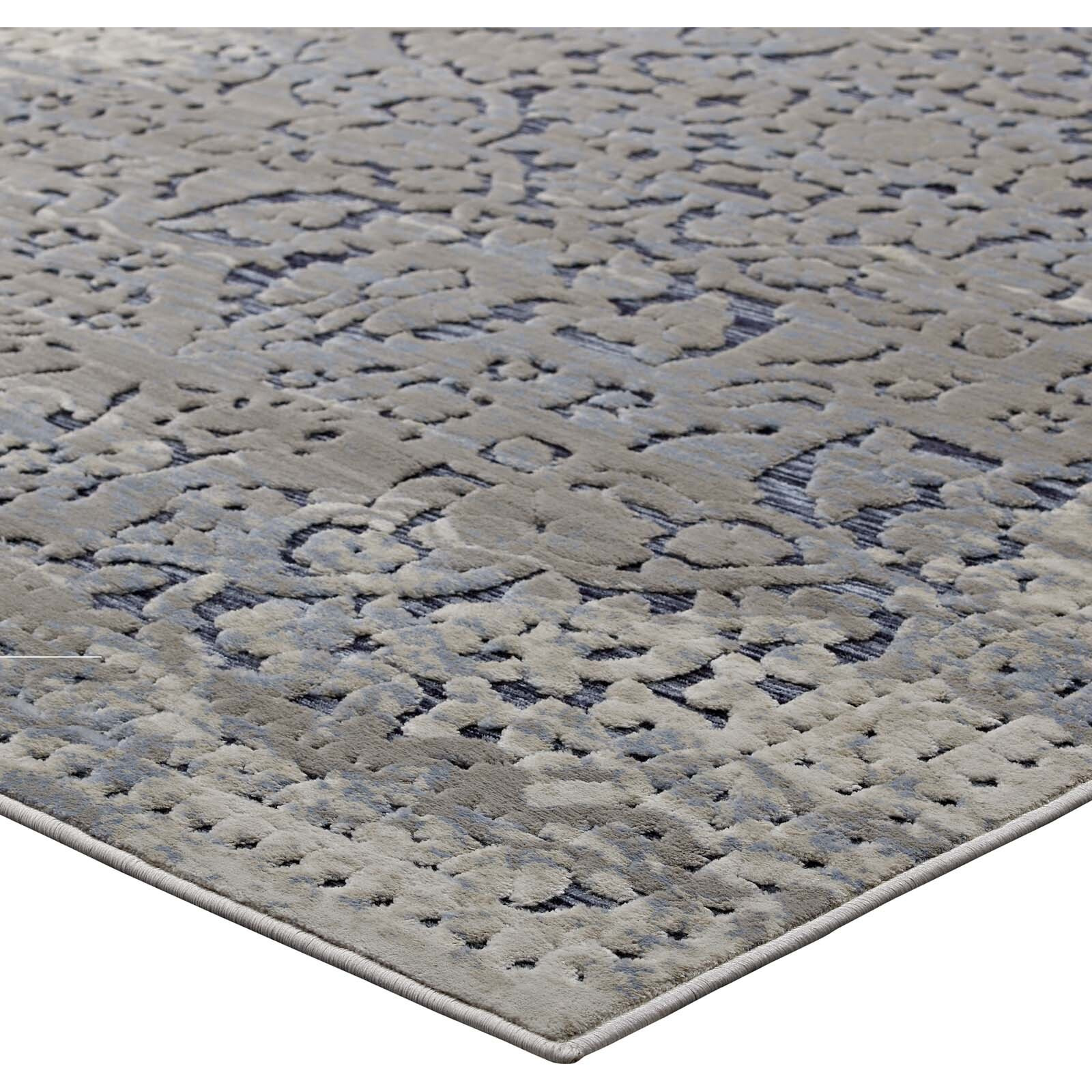 Margarida Distressed Vintage Turkish 5x8 Area Rug - Blue and  Cream
