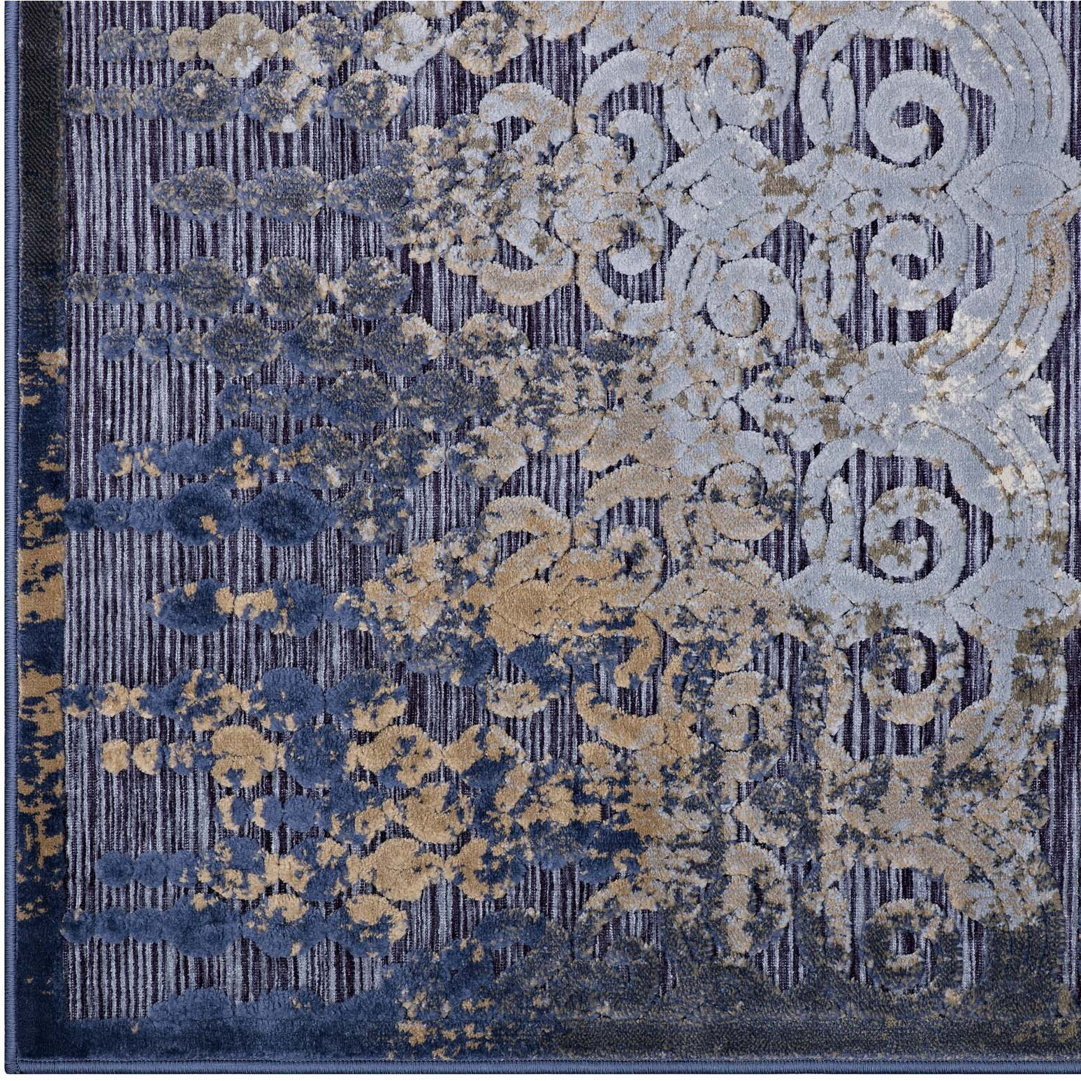 Kalene Distressed Vintage Turkish 5X8 Area Rug - Blue, Rust and Cream